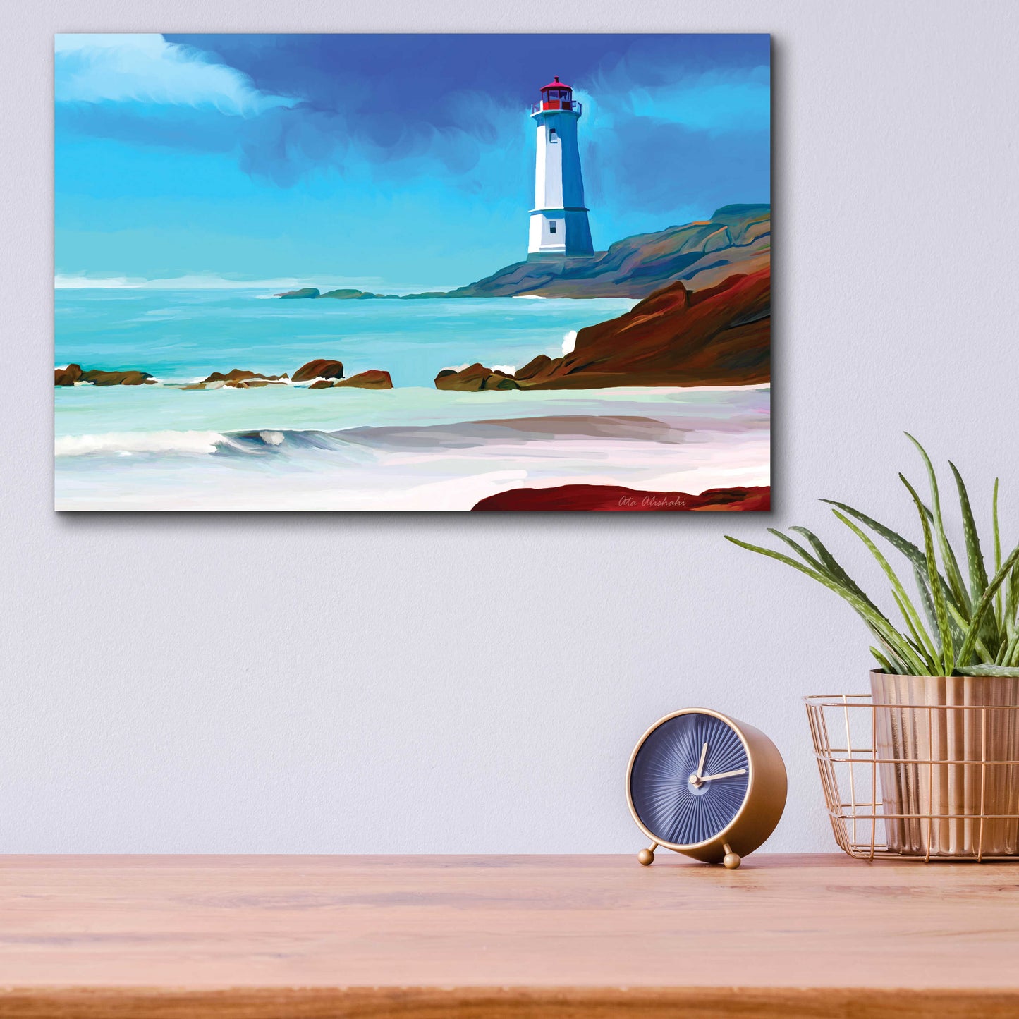 Epic Art 'White Lighthouse' by Ata Alishahi, Acrylic Glass Wall Art,16x12