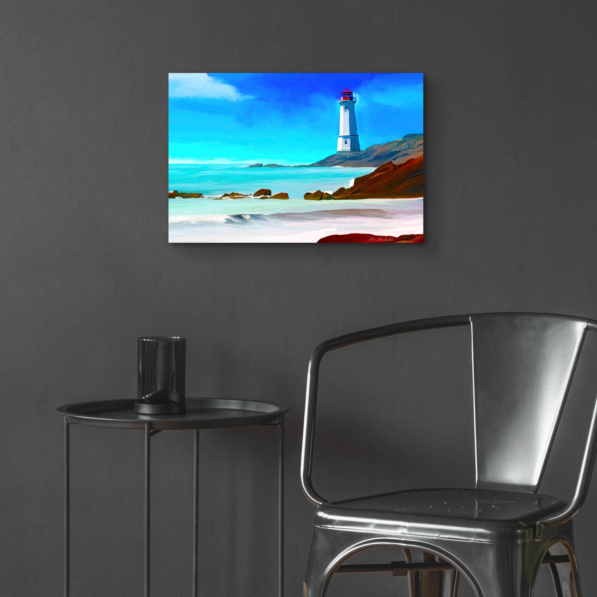 Epic Art 'White Lighthouse' by Ata Alishahi, Acrylic Glass Wall Art,24x16