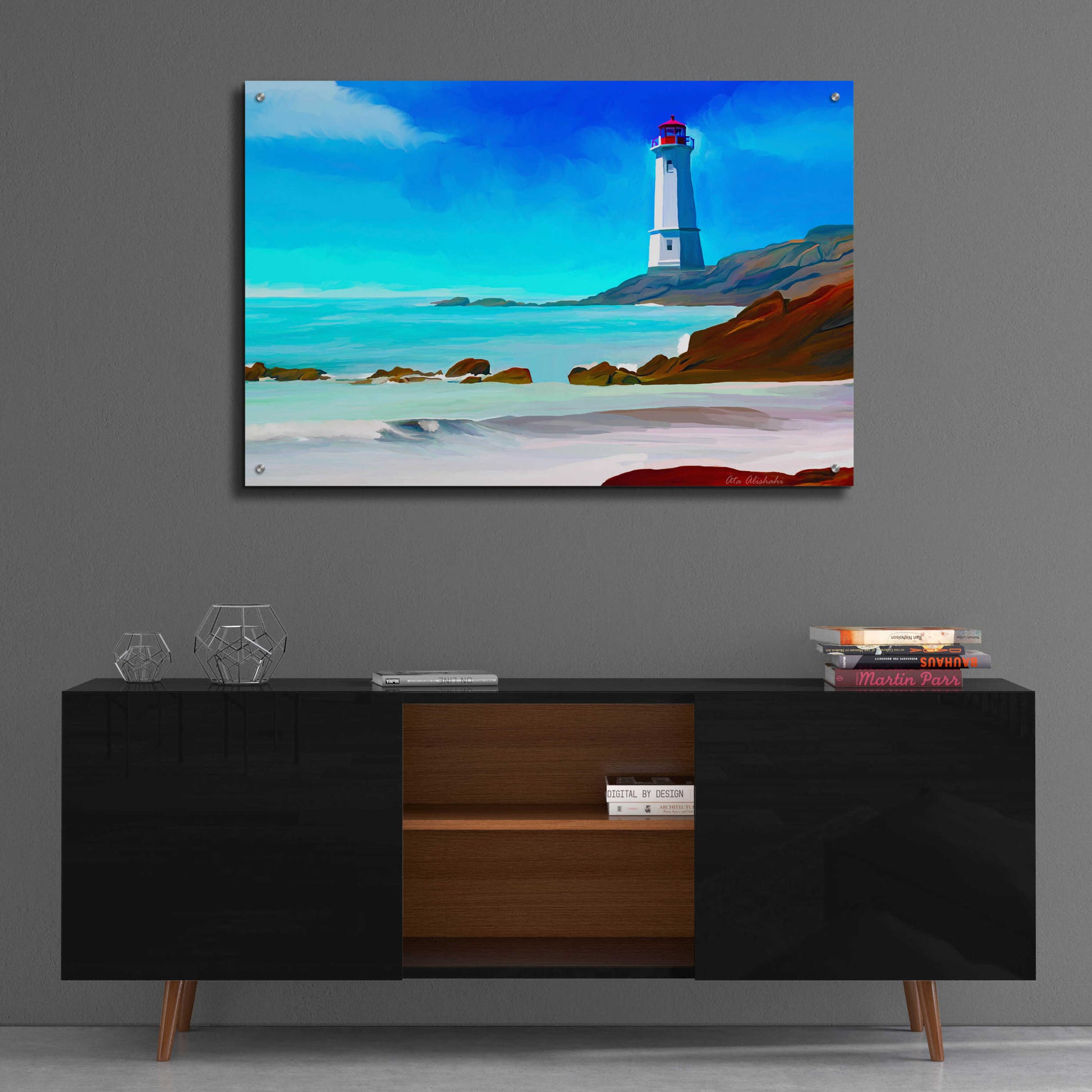 Epic Art 'White Lighthouse' by Ata Alishahi, Acrylic Glass Wall Art,36x24