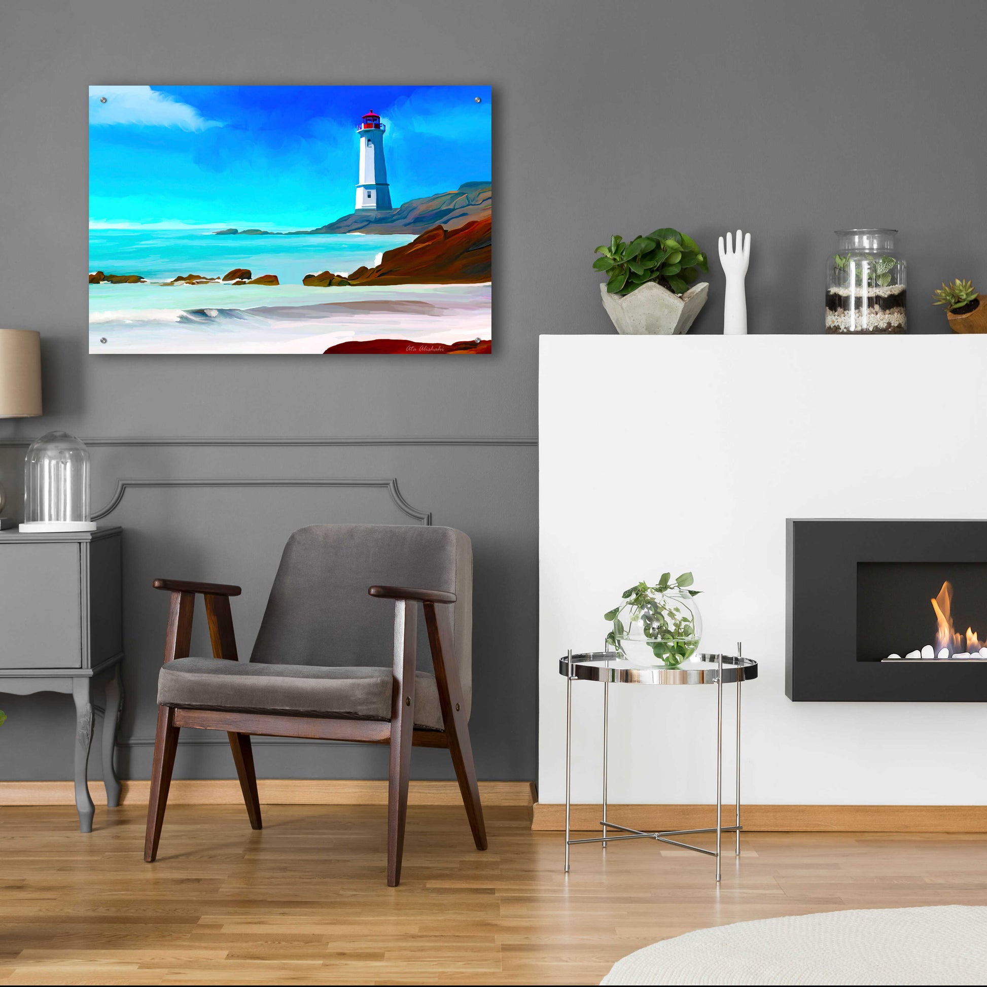 Epic Art 'White Lighthouse' by Ata Alishahi, Acrylic Glass Wall Art,36x24