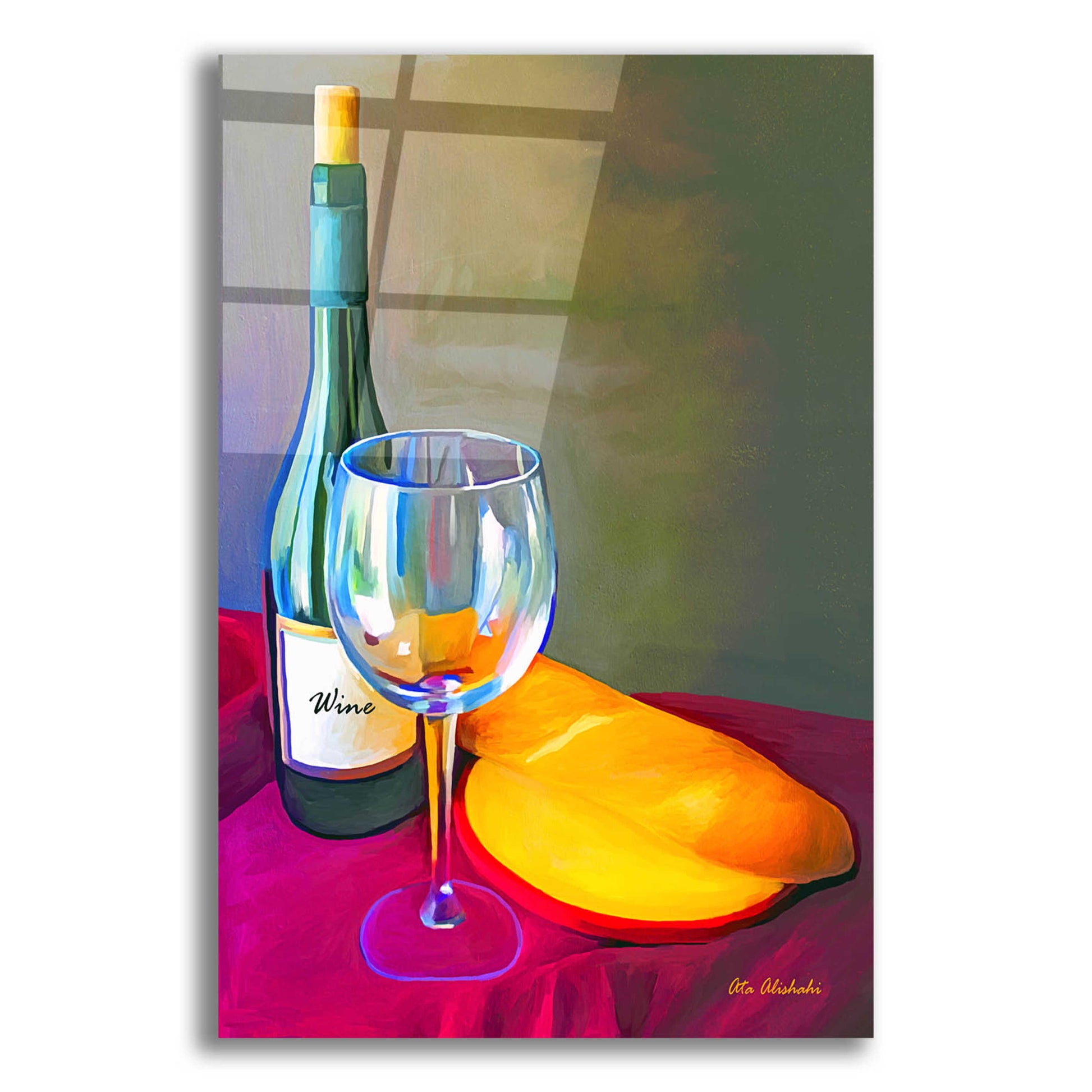 Epic Art 'Wine Bread' by Ata Alishahi, Acrylic Glass Wall Art,16x24