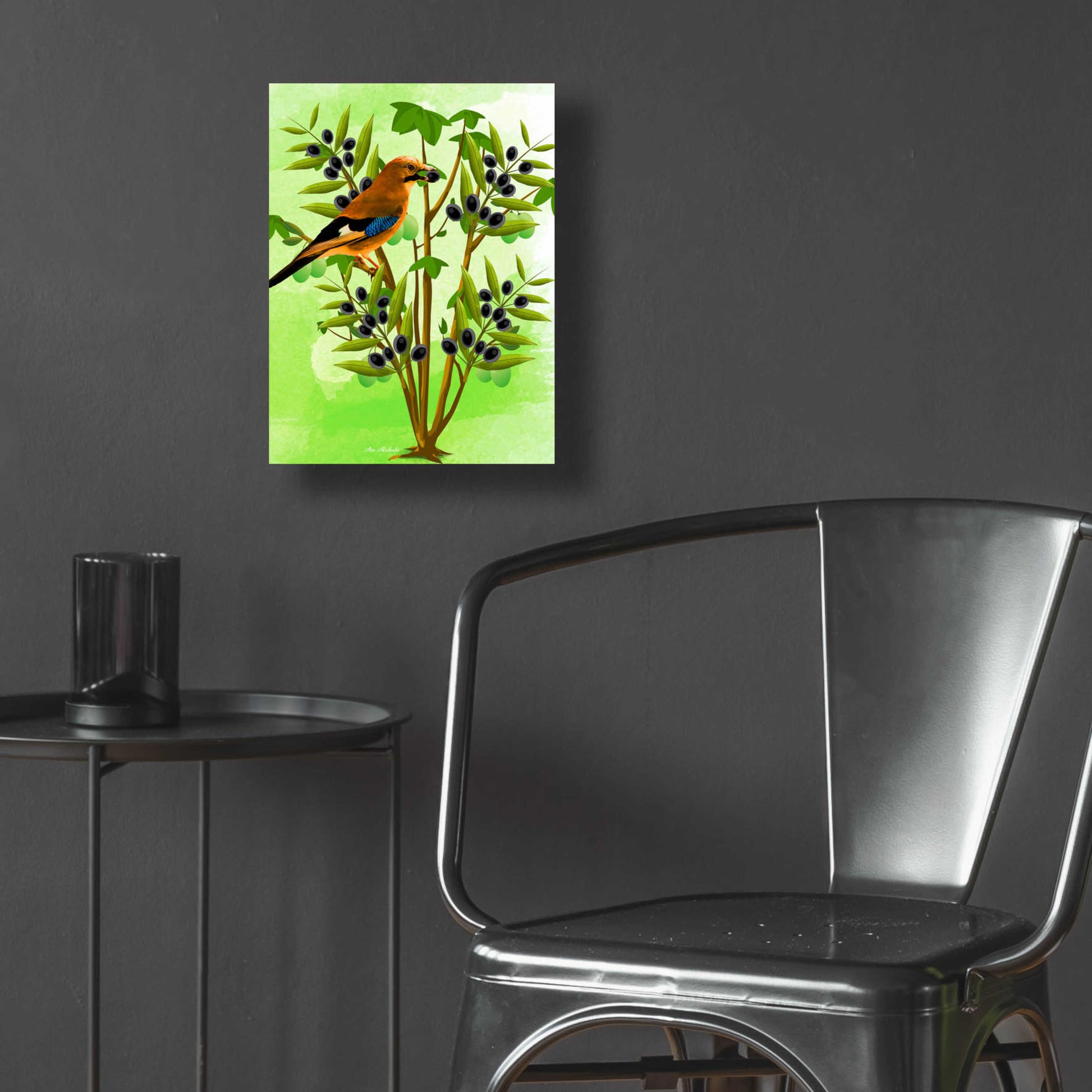 Epic Art 'Bird on Plant' by Ata Alishahi, Acrylic Glass Wall Art,12x16