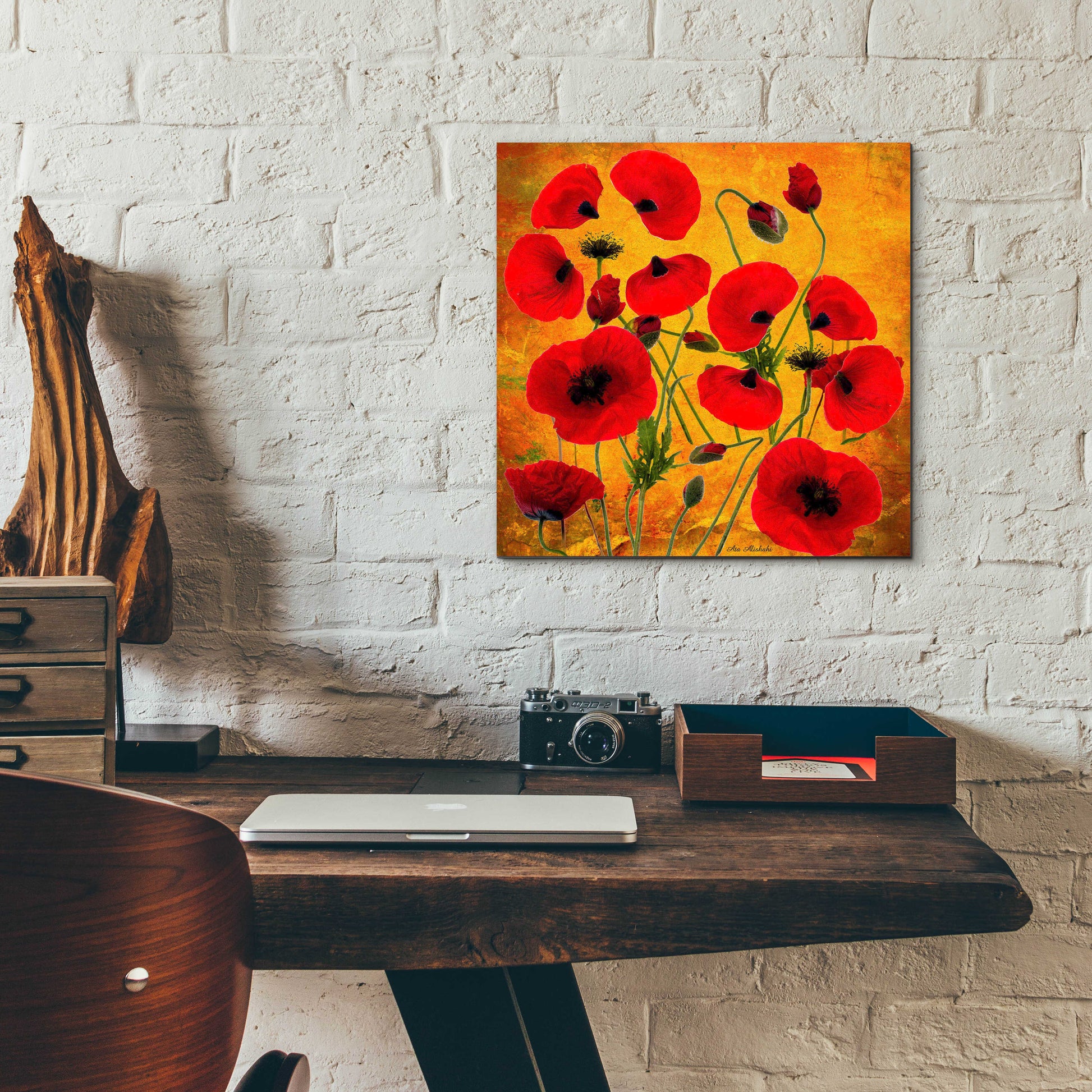 Epic Art 'Poppy Flowers 2' by Ata Alishahi, Acrylic Glass Wall Art,12x12