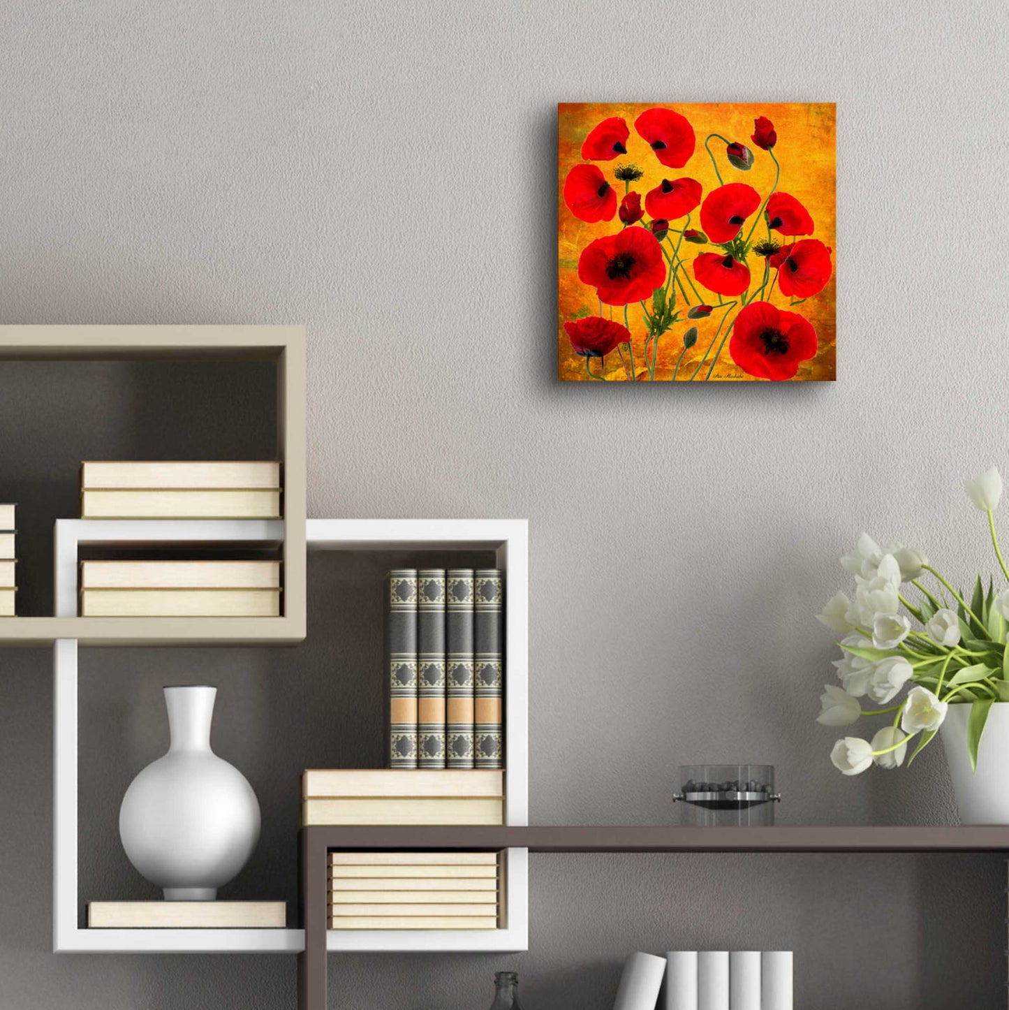 Epic Art 'Poppy Flowers 2' by Ata Alishahi, Acrylic Glass Wall Art,12x12