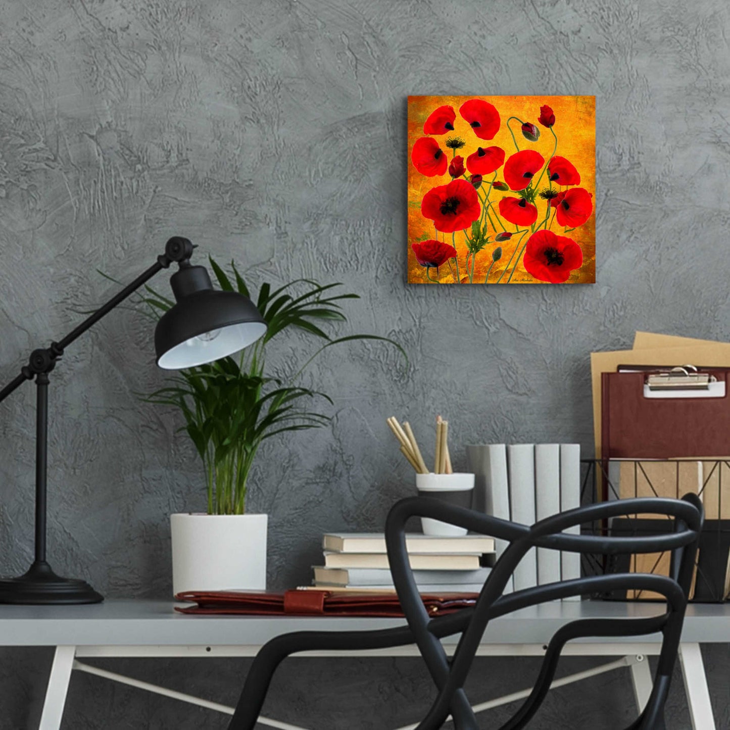 Epic Art 'Poppy Flowers 2' by Ata Alishahi, Acrylic Glass Wall Art,12x12