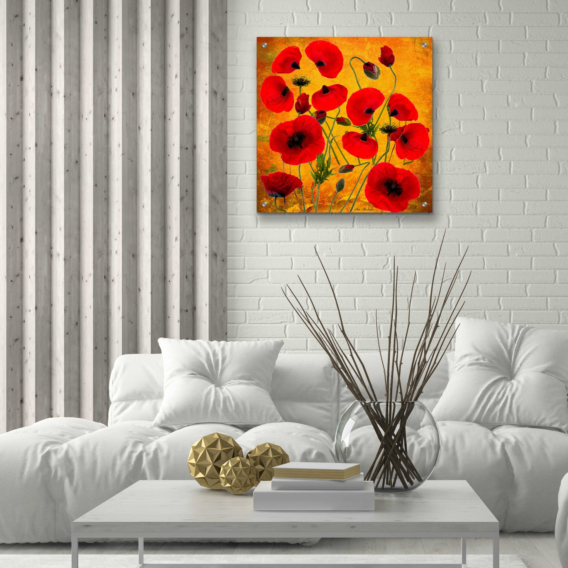 Epic Art 'Poppy Flowers 2' by Ata Alishahi, Acrylic Glass Wall Art,24x24