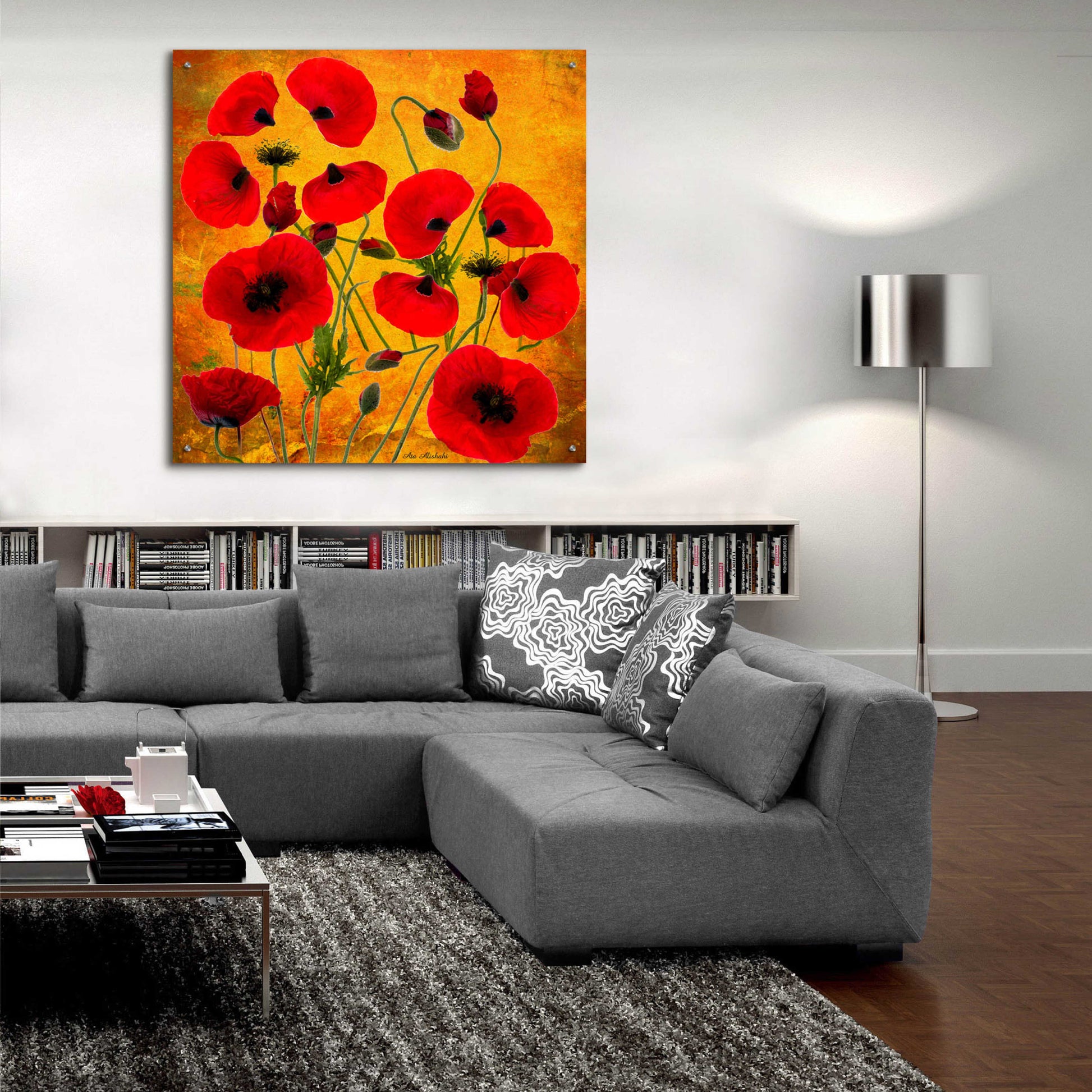 Epic Art 'Poppy Flowers 2' by Ata Alishahi, Acrylic Glass Wall Art,36x36