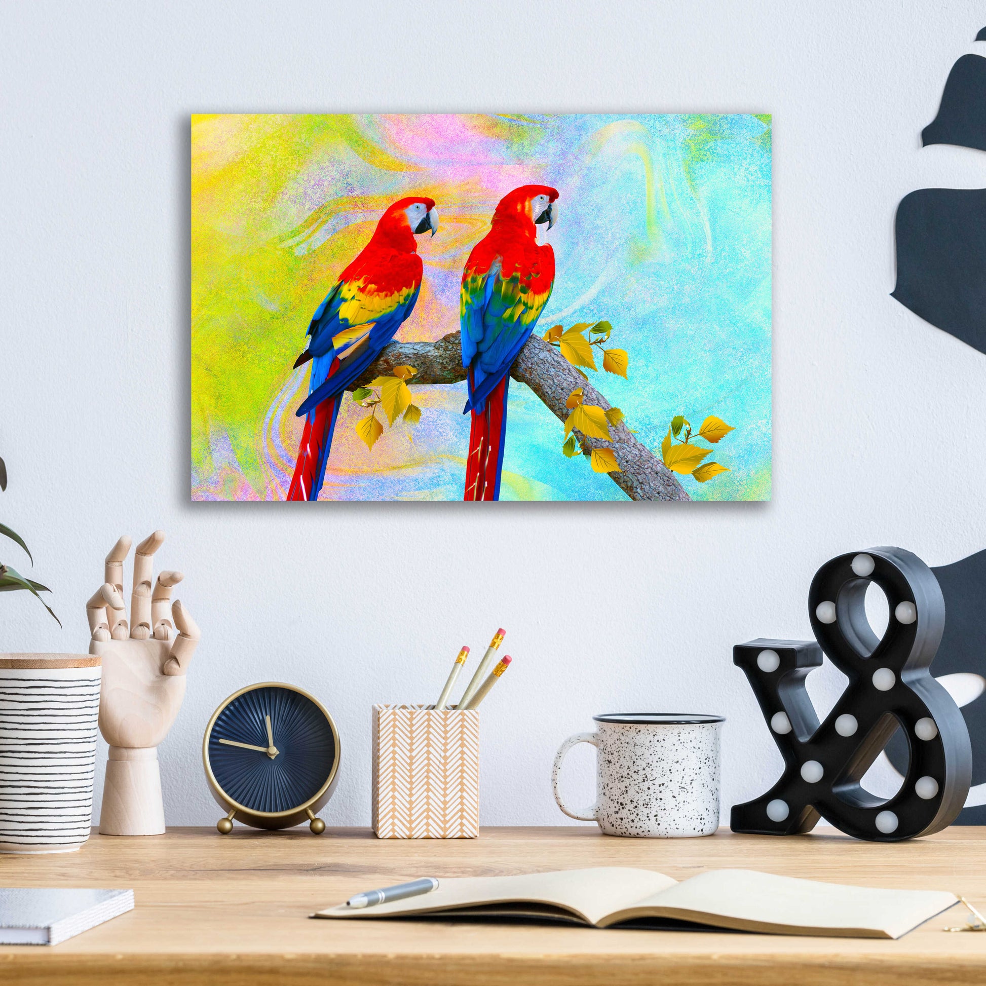 Epic Art 'Parrots 87A' by Ata Alishahi, Acrylic Glass Wall Art,16x12