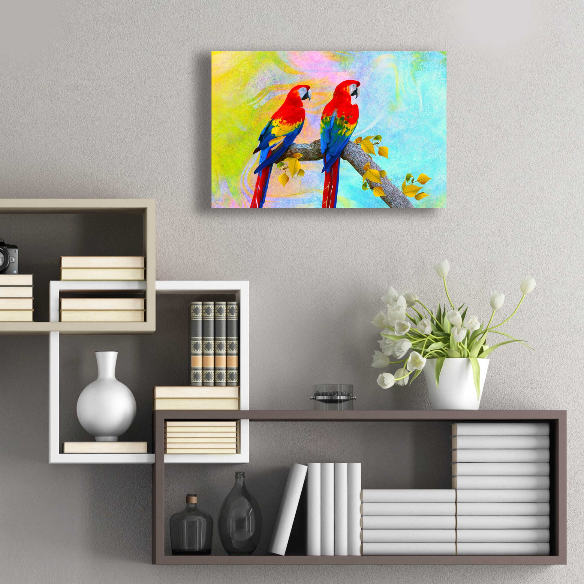 Epic Art 'Parrots 87A' by Ata Alishahi, Acrylic Glass Wall Art,24x16