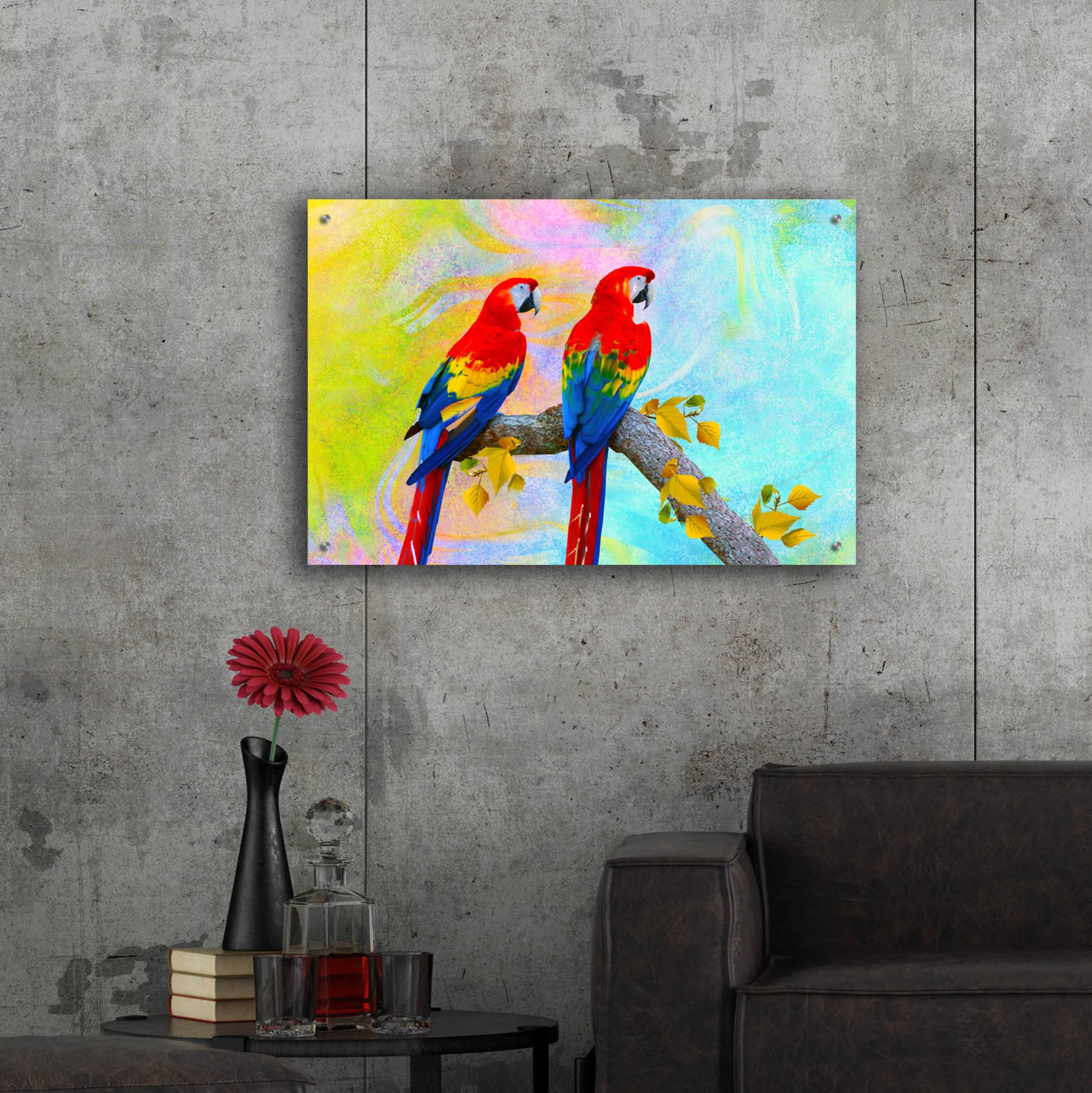 Epic Art 'Parrots 87A' by Ata Alishahi, Acrylic Glass Wall Art,36x24