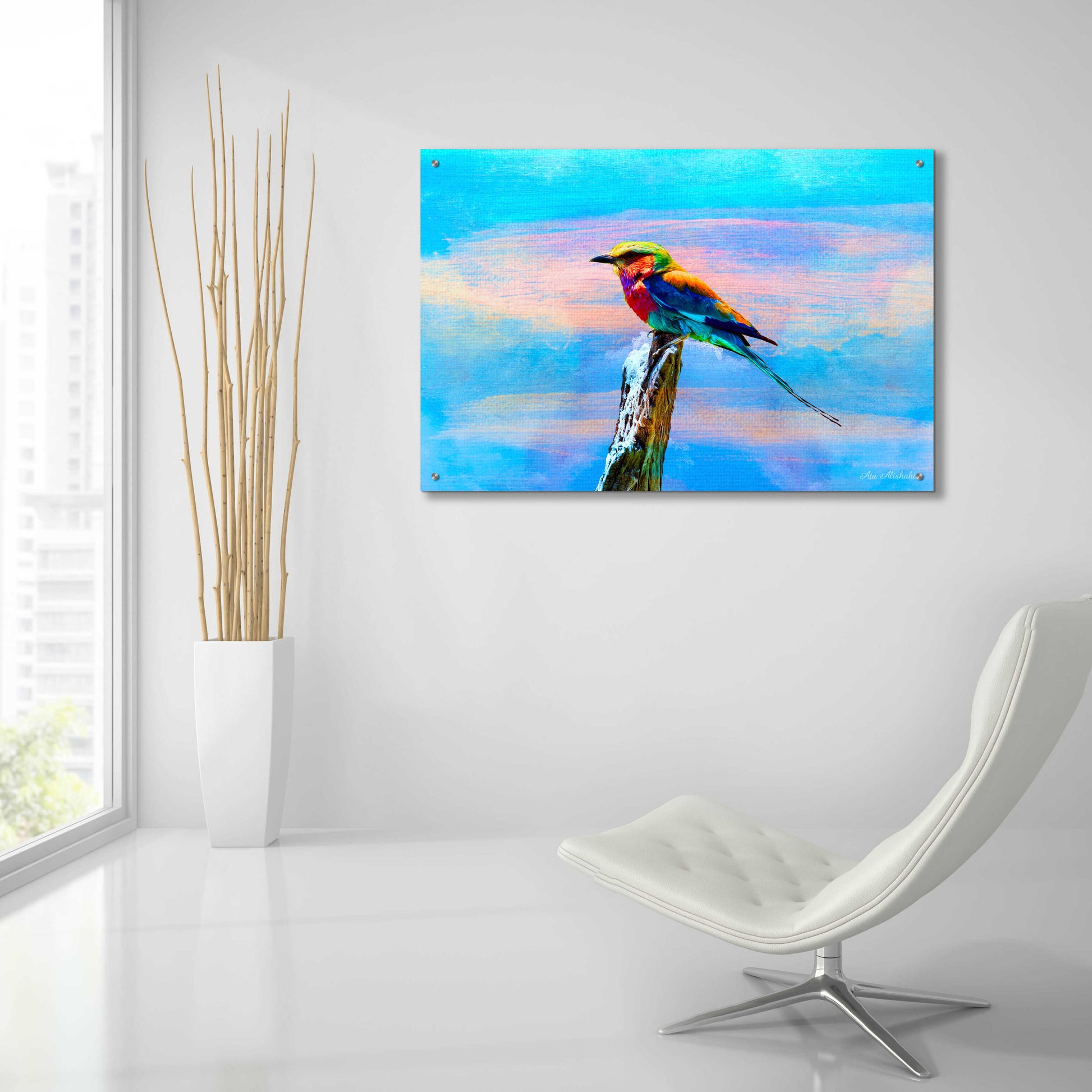 Epic Art 'Blue Bird 2B' by Ata Alishahi, Acrylic Glass Wall Art,36x24