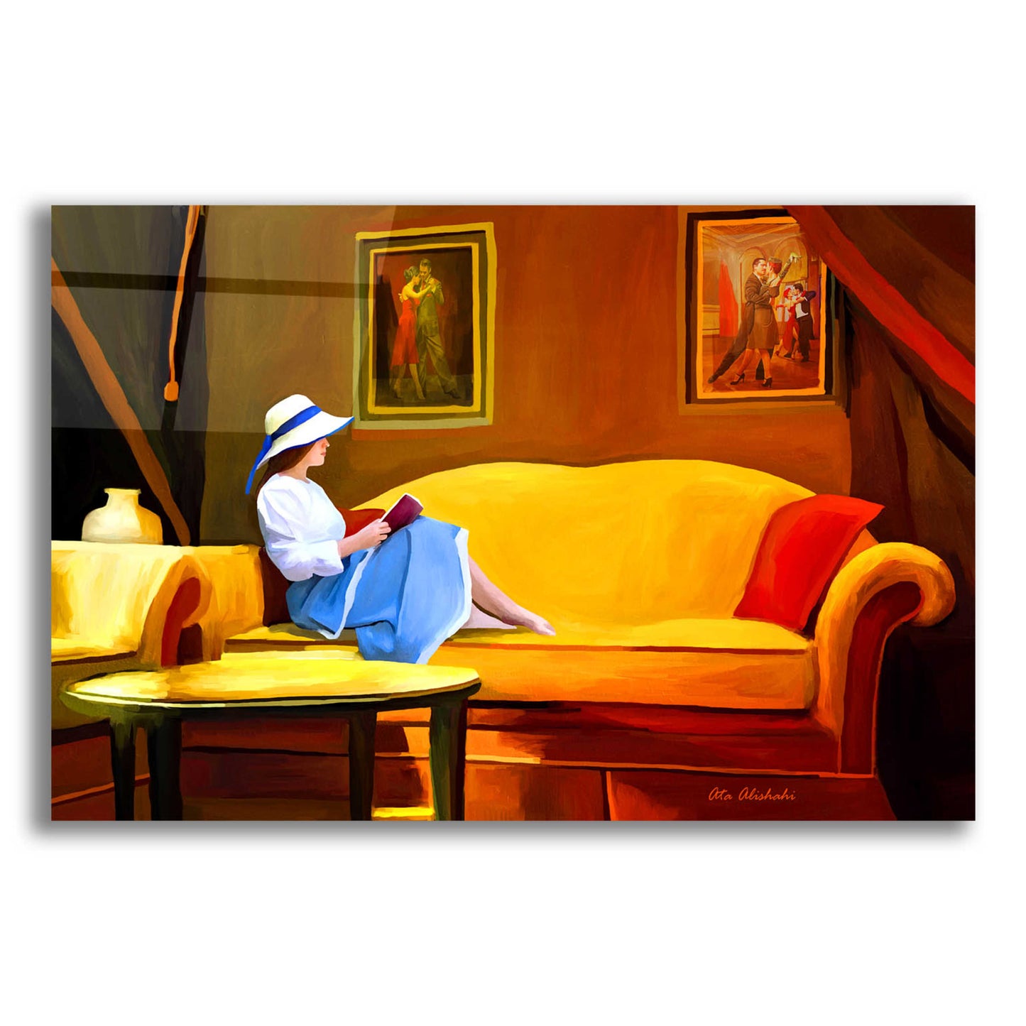 Epic Art 'Lady Reading 1' by Ata Alishahi, Acrylic Glass Wall Art,16x12