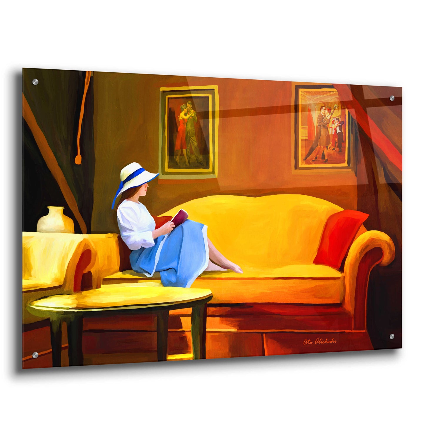 Epic Art 'Lady Reading 1' by Ata Alishahi, Acrylic Glass Wall Art,36x24