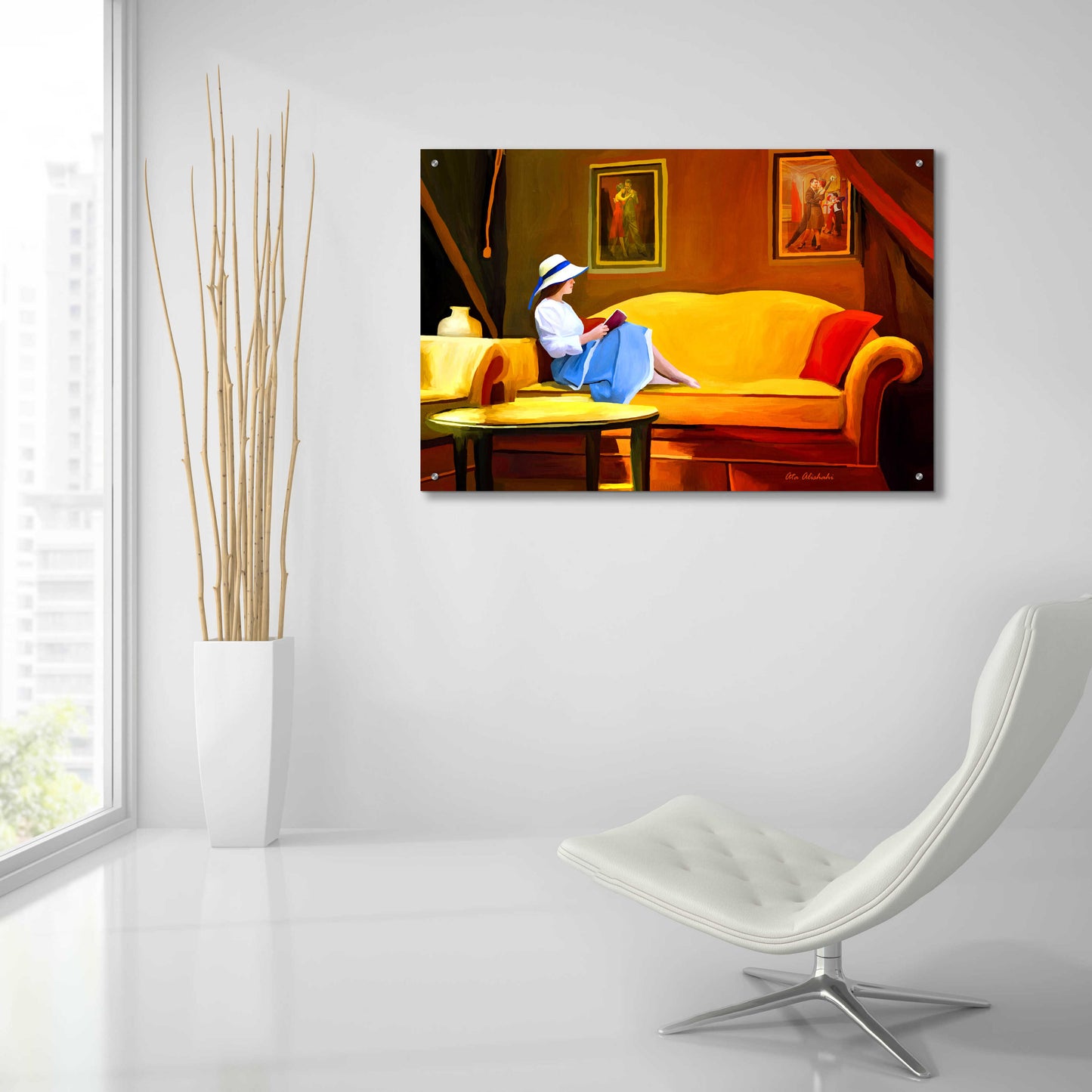 Epic Art 'Lady Reading 1' by Ata Alishahi, Acrylic Glass Wall Art,36x24