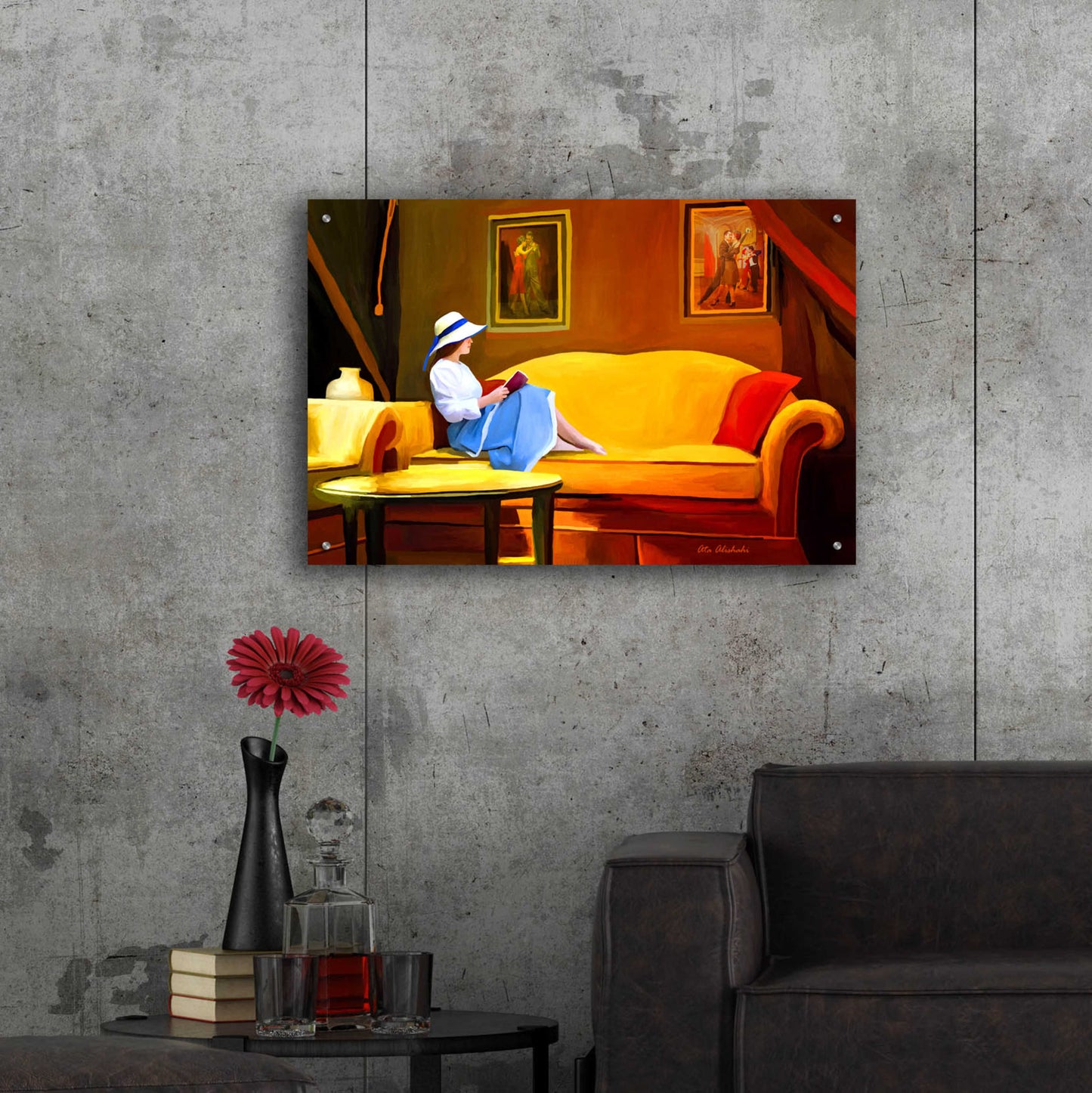 Epic Art 'Lady Reading 1' by Ata Alishahi, Acrylic Glass Wall Art,36x24