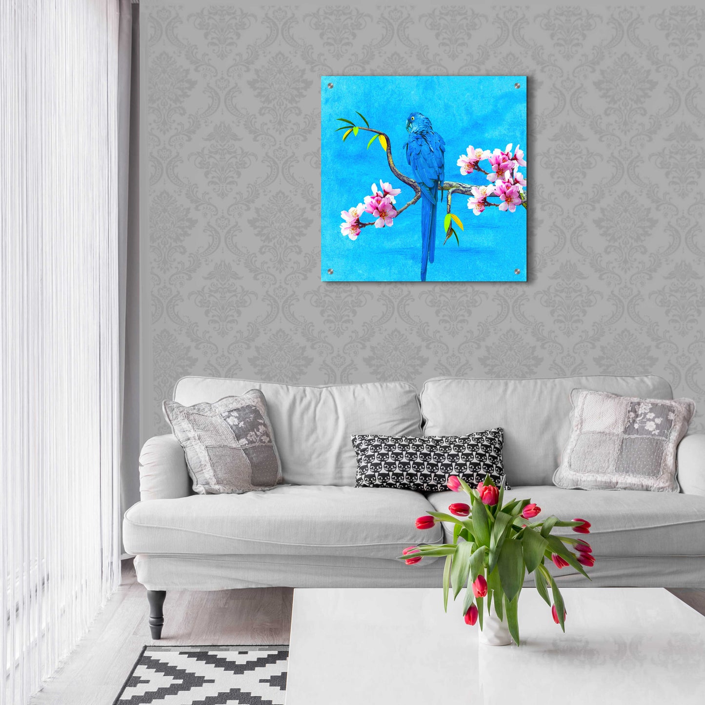 Epic Art 'Spring Bird And Flower' by Ata Alishahi, Acrylic Glass Wall Art,24x24