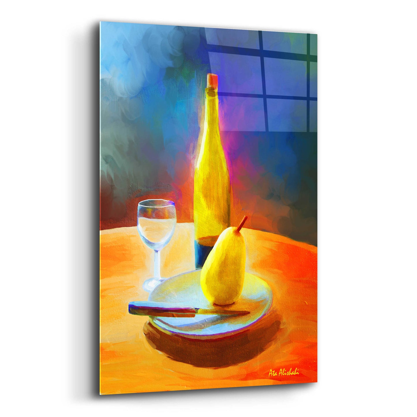 Epic Art 'Wine And Pear' by Ata Alishahi, Acrylic Glass Wall Art,12x16