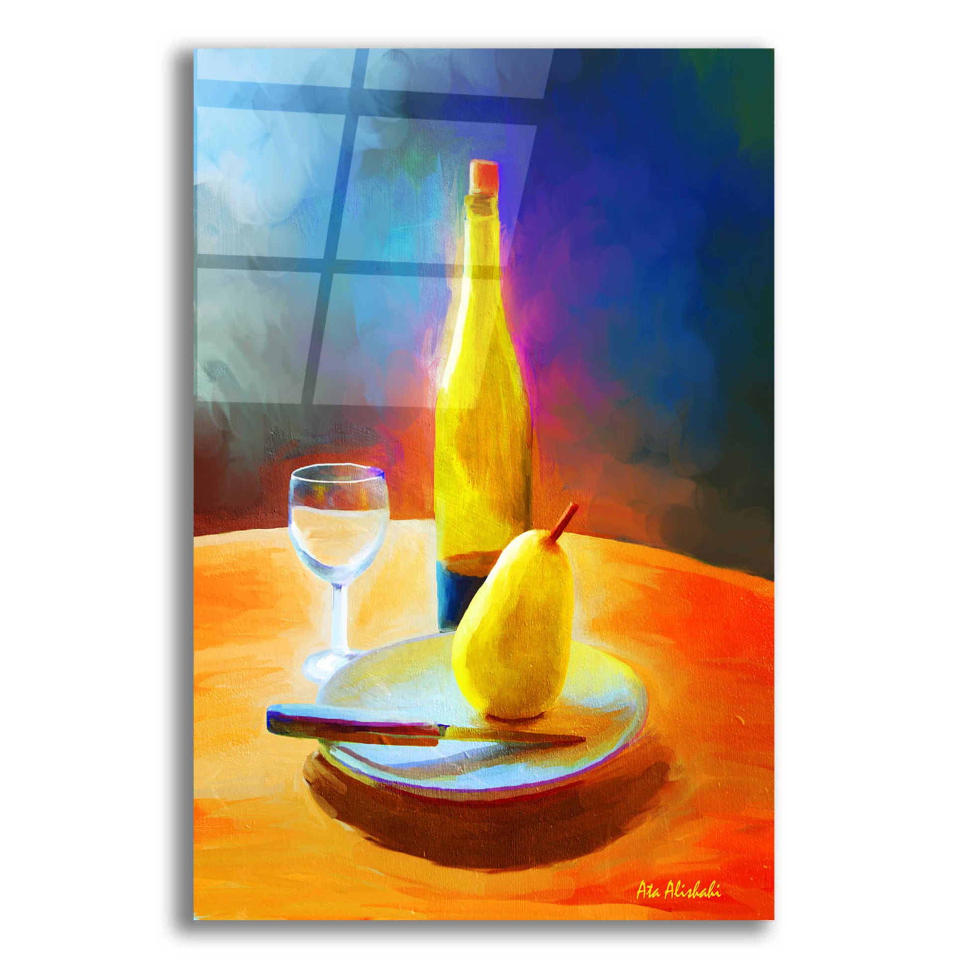 Epic Art 'Wine And Pear' by Ata Alishahi, Acrylic Glass Wall Art,12x16