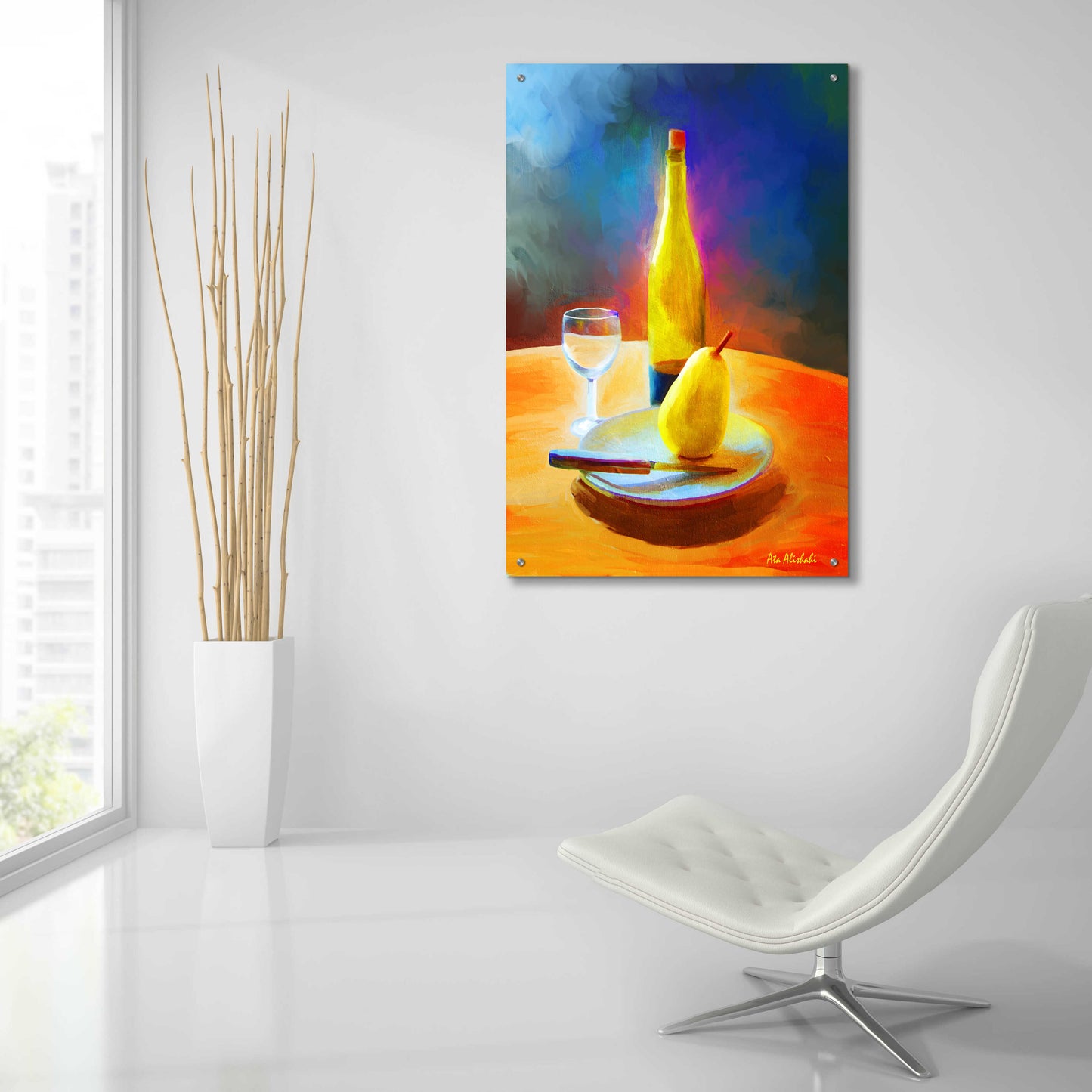 Epic Art 'Wine And Pear' by Ata Alishahi, Acrylic Glass Wall Art,24x36