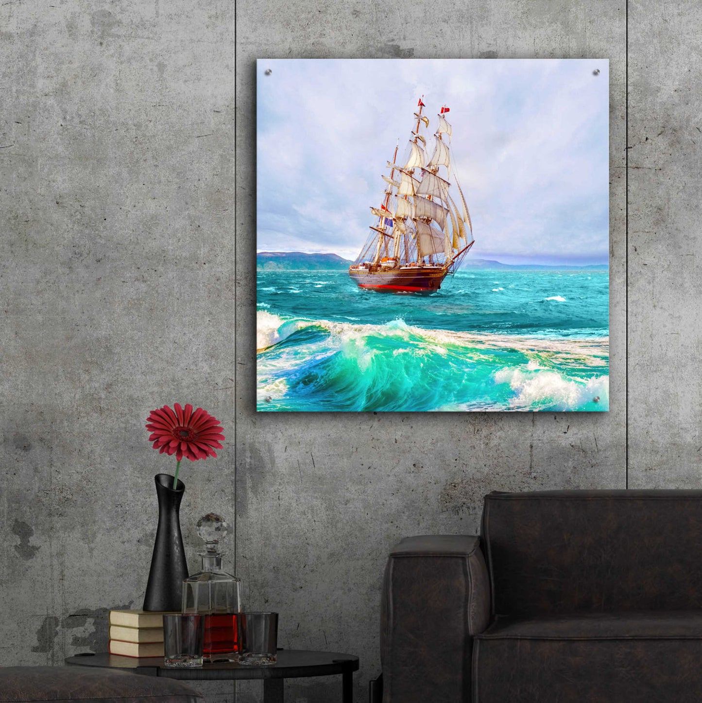 Epic Art 'Sailing The Ocean' by Ata Alishahi, Acrylic Glass Wall Art,36x36