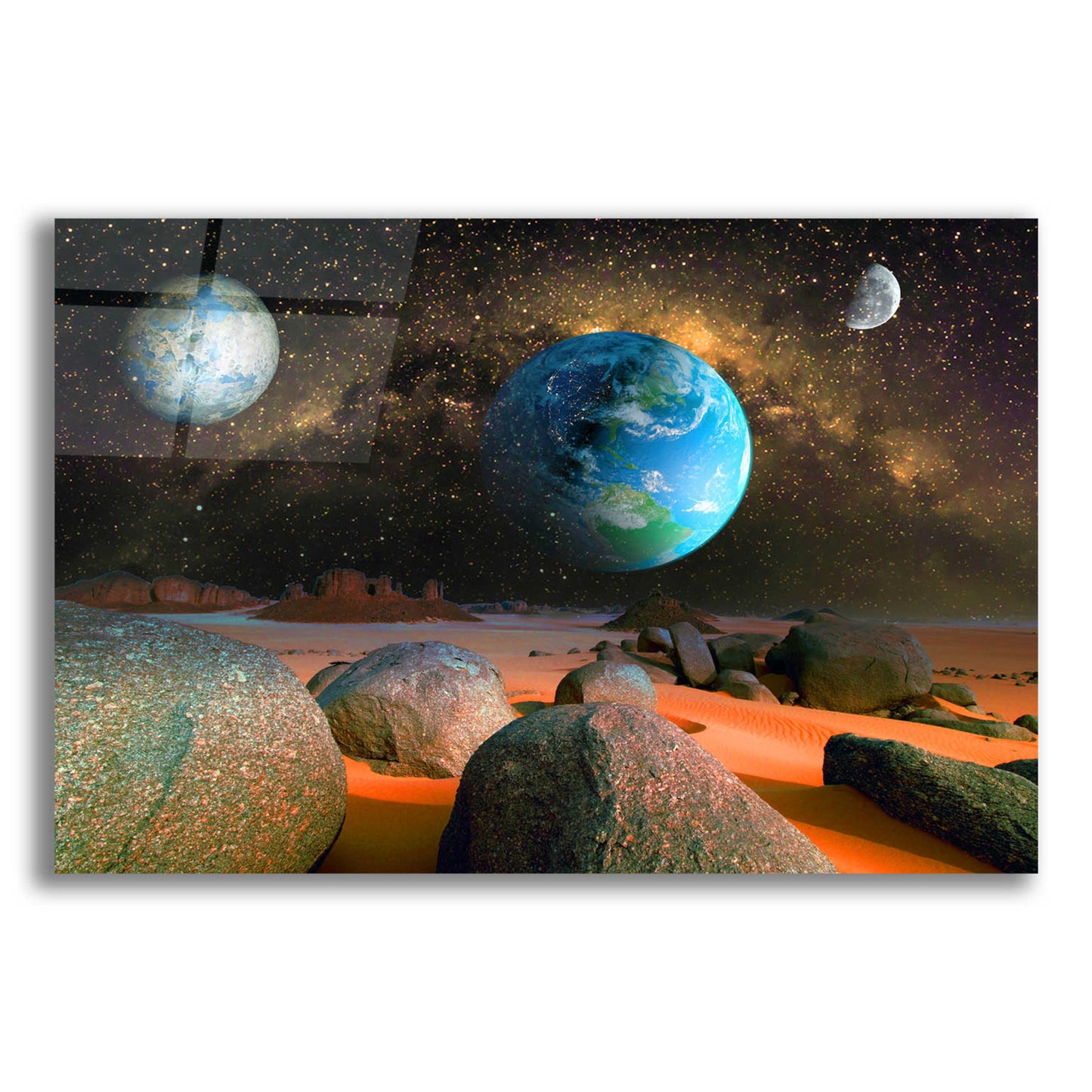 Epic Art 'Planets' by Ata Alishahi, Acrylic Glass Wall Art,16x12