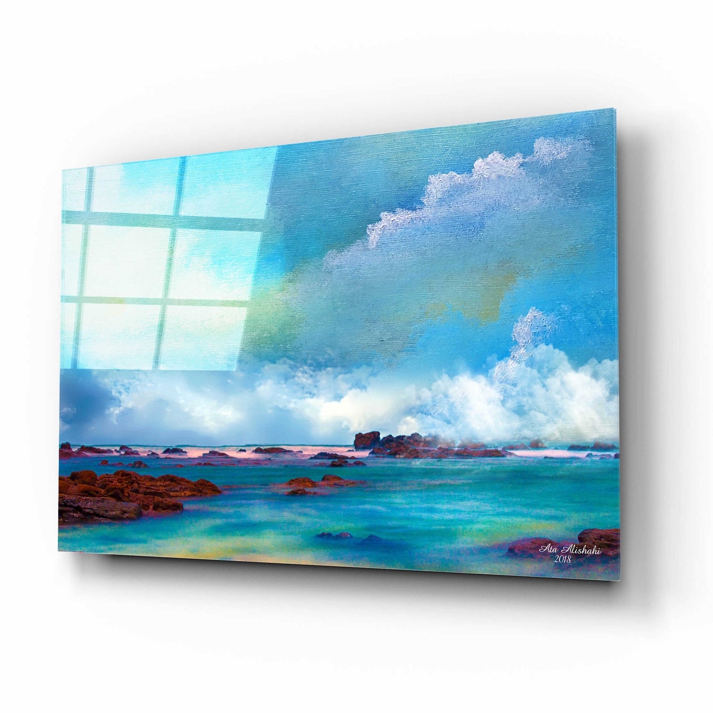 Epic Art 'Water And Sky' by Ata Alishahi, Acrylic Glass Wall Art,16x12