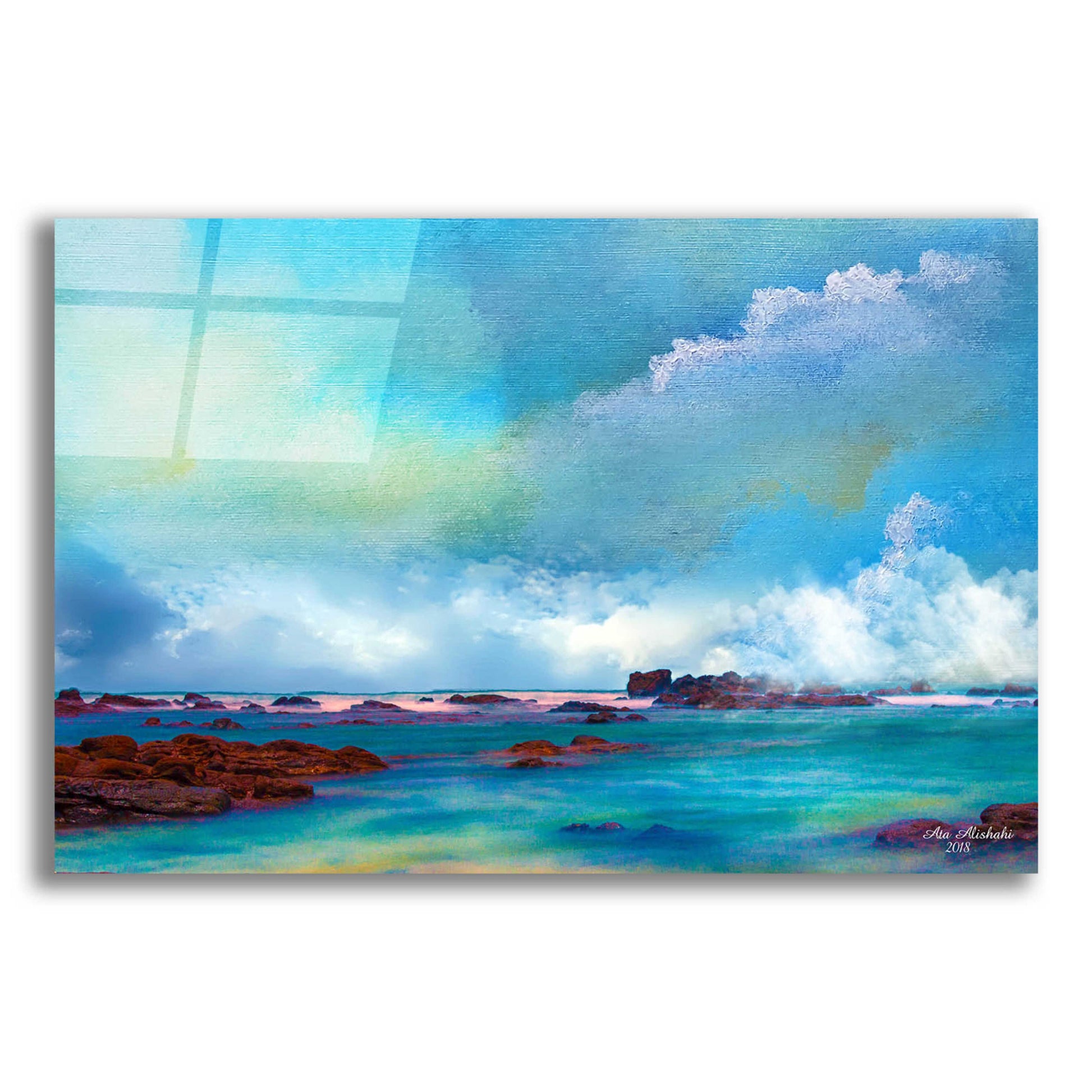 Epic Art 'Water And Sky' by Ata Alishahi, Acrylic Glass Wall Art,16x12