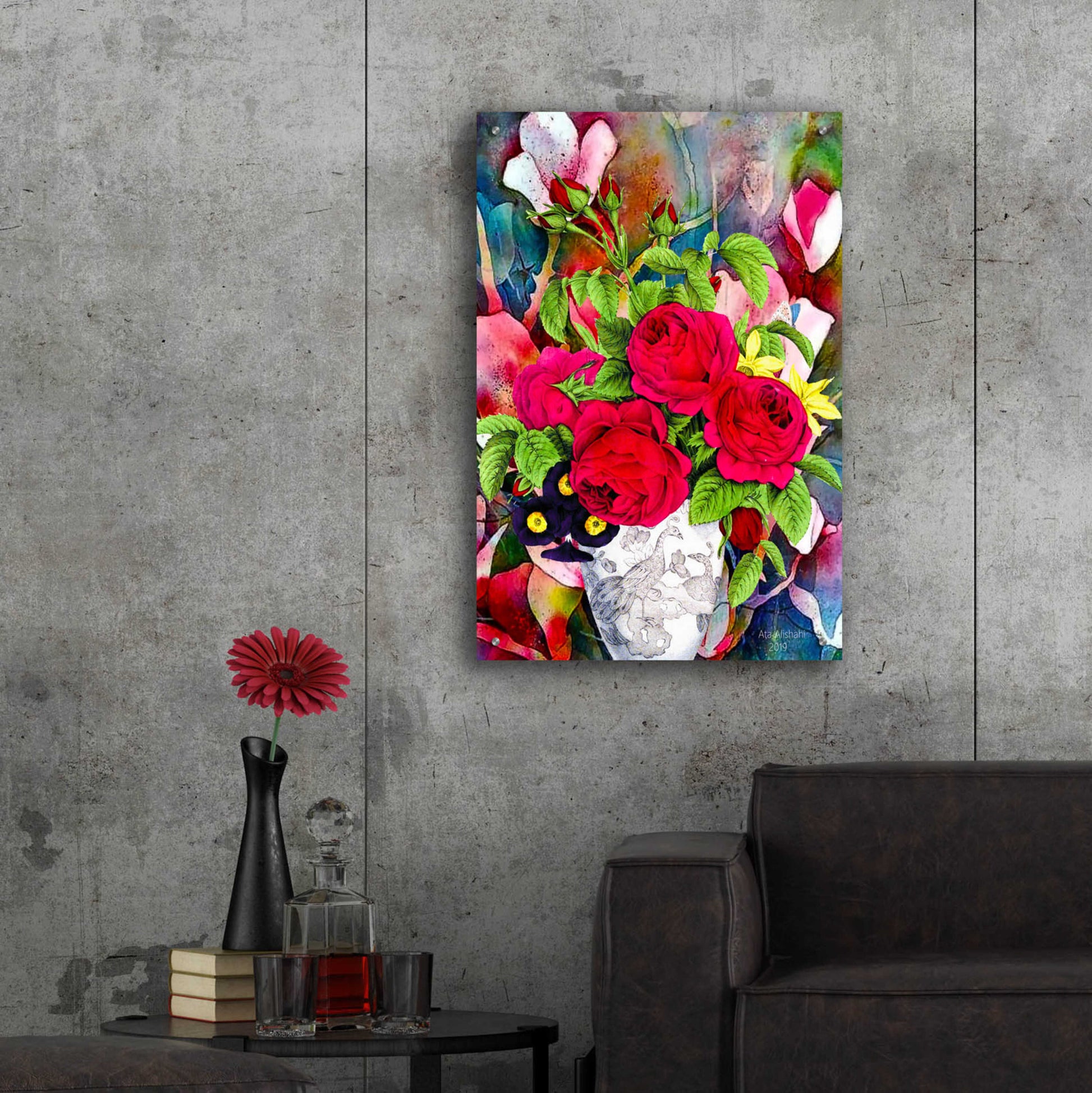 Epic Art 'Flowers P49' by Ata Alishahi, Acrylic Glass Wall Art,24x36