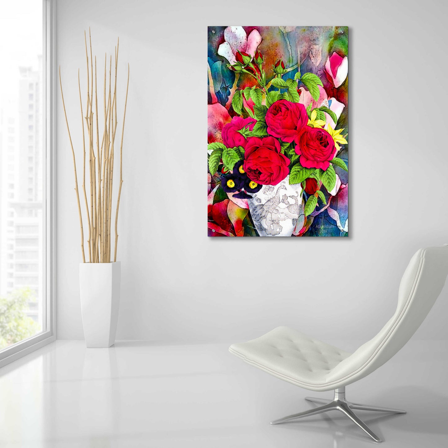 Epic Art 'Flowers P49' by Ata Alishahi, Acrylic Glass Wall Art,24x36