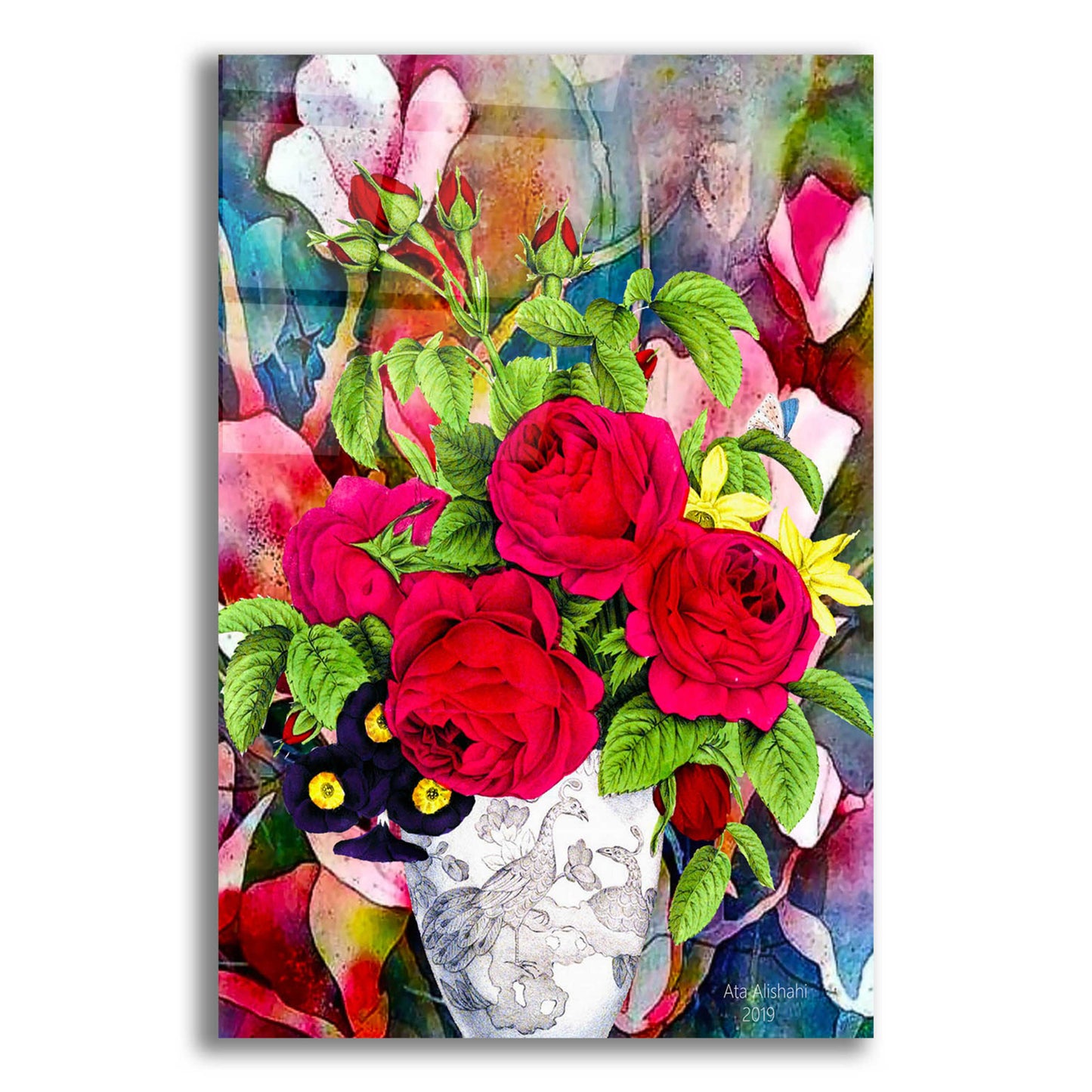 Epic Art 'Flowers P49' by Ata Alishahi, Acrylic Glass Wall Art