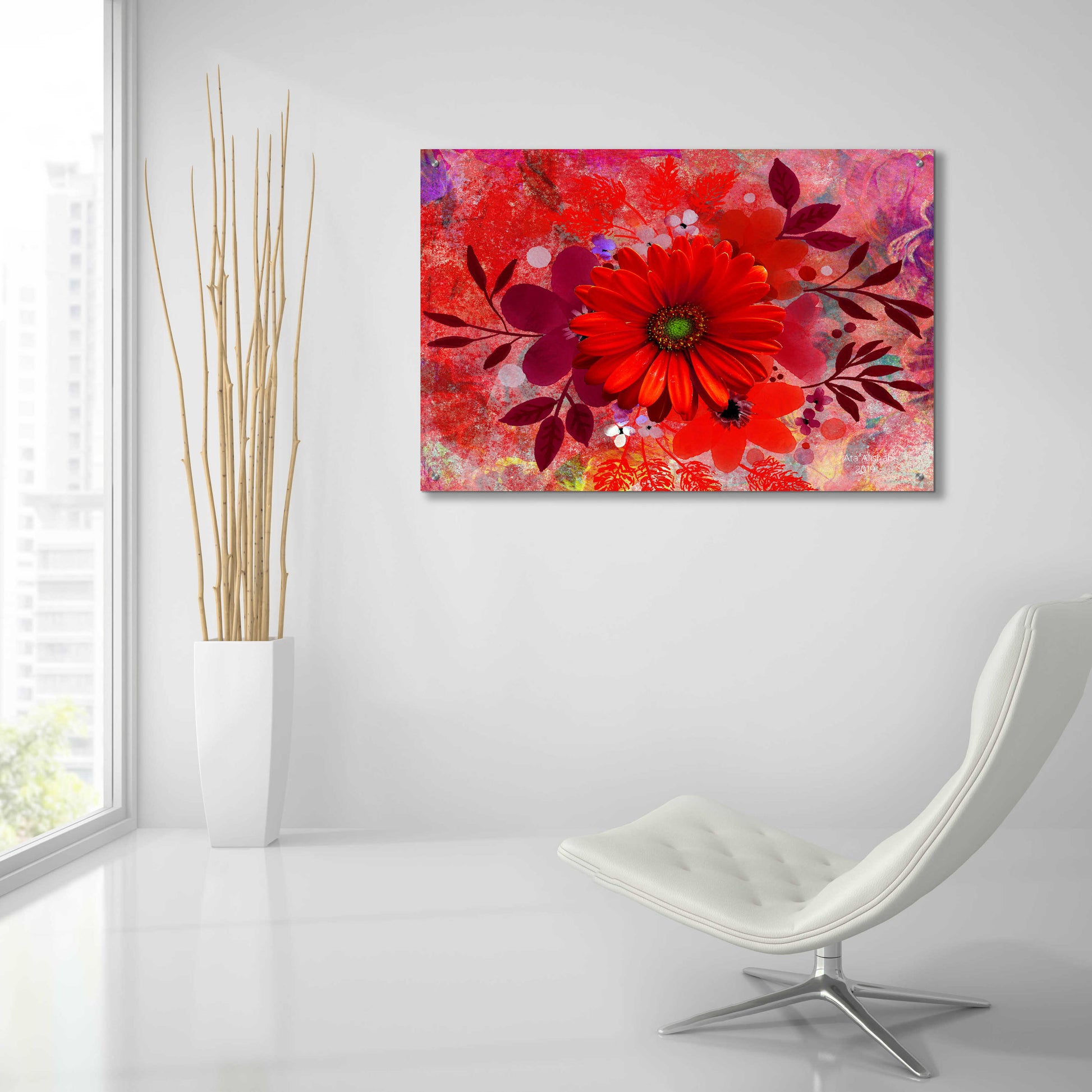 Epic Art 'All-Red' by Ata Alishahi, Acrylic Glass Wall Art,36x24