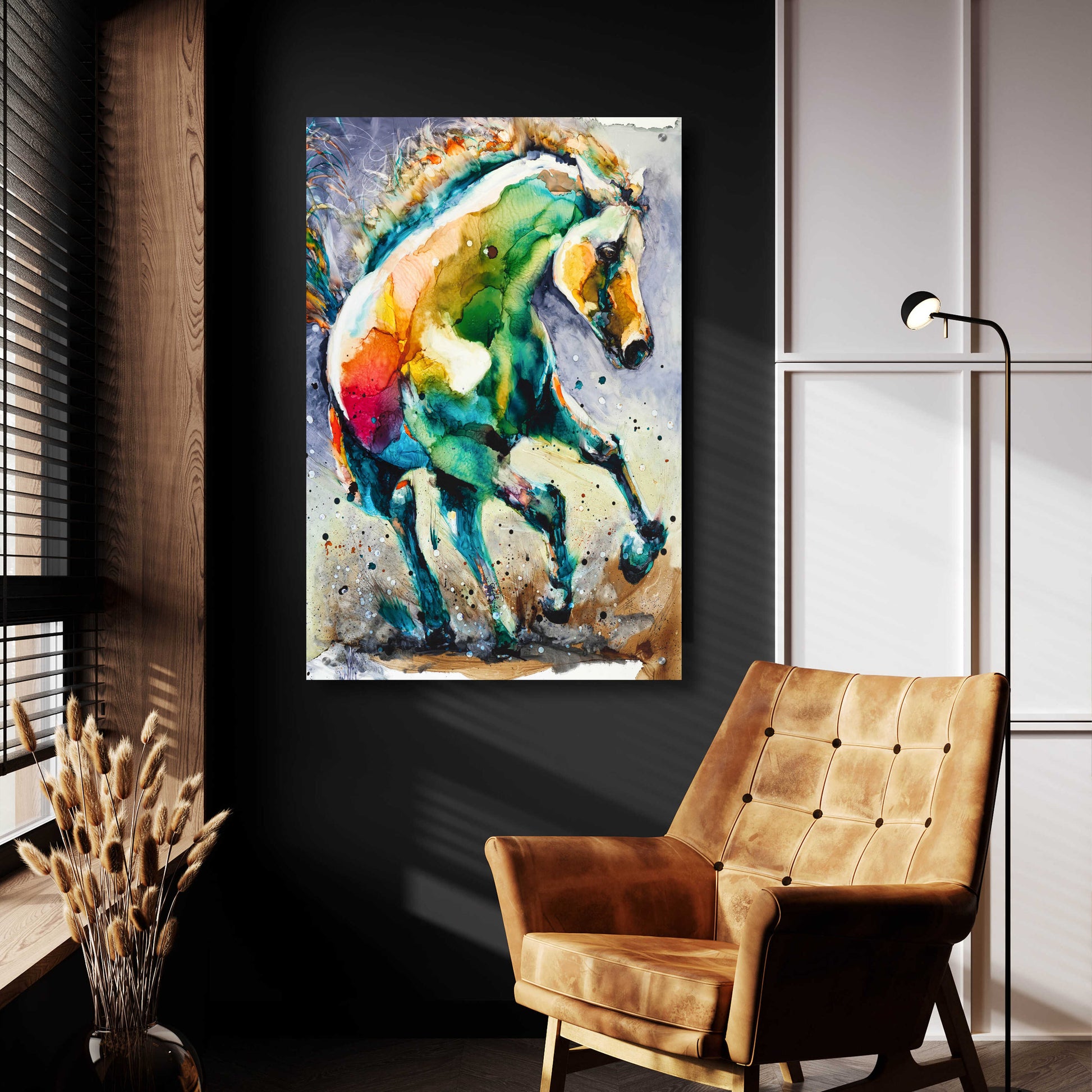 Epic Art 'Horse of Another Color' by Leslie Franklin, Acrylic Glass Wall Art,24x36