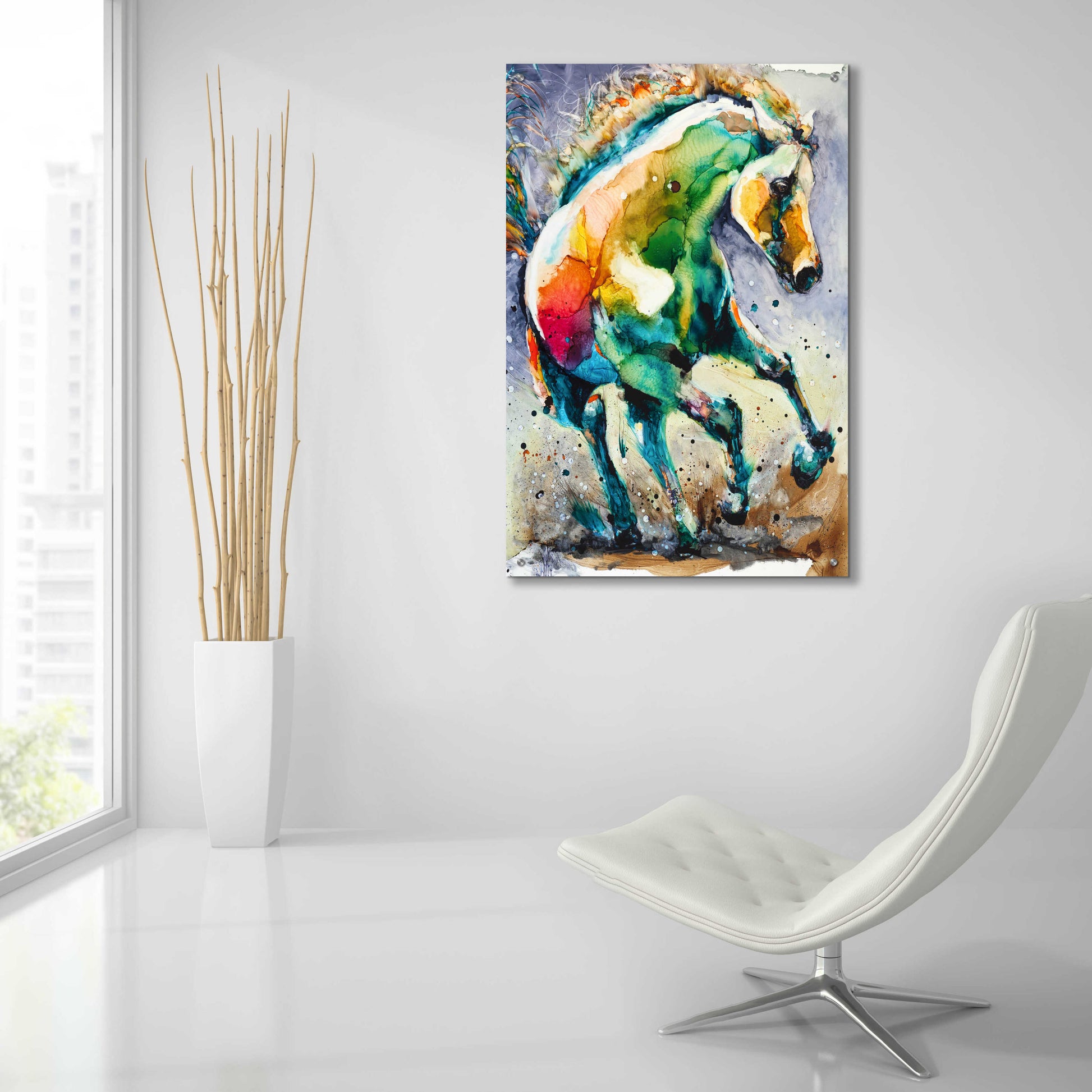 Epic Art 'Horse of Another Color' by Leslie Franklin, Acrylic Glass Wall Art,24x36