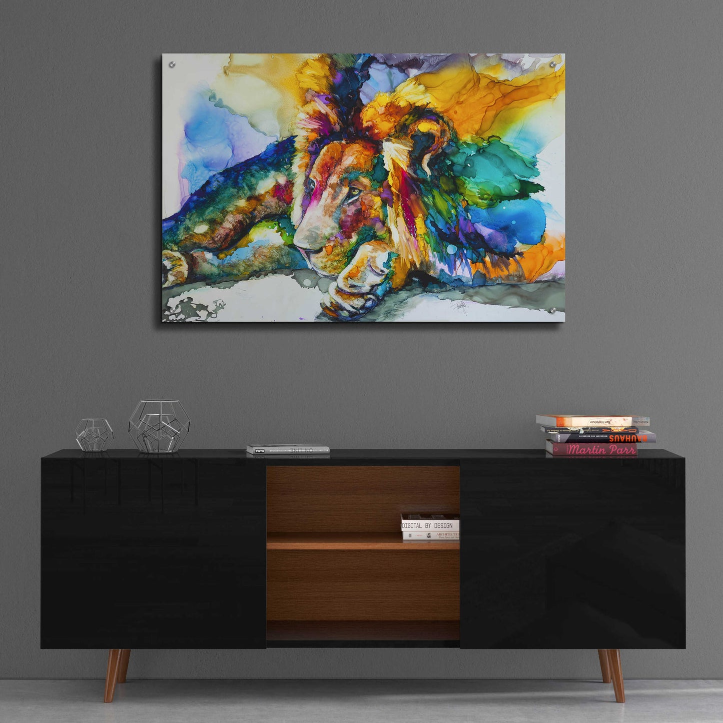 Epic Art 'Lion Around' by Leslie Franklin, Acrylic Glass Wall Art,36x24