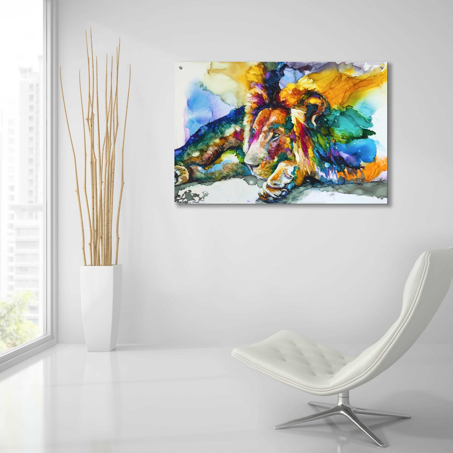 Epic Art 'Lion Around' by Leslie Franklin, Acrylic Glass Wall Art,36x24