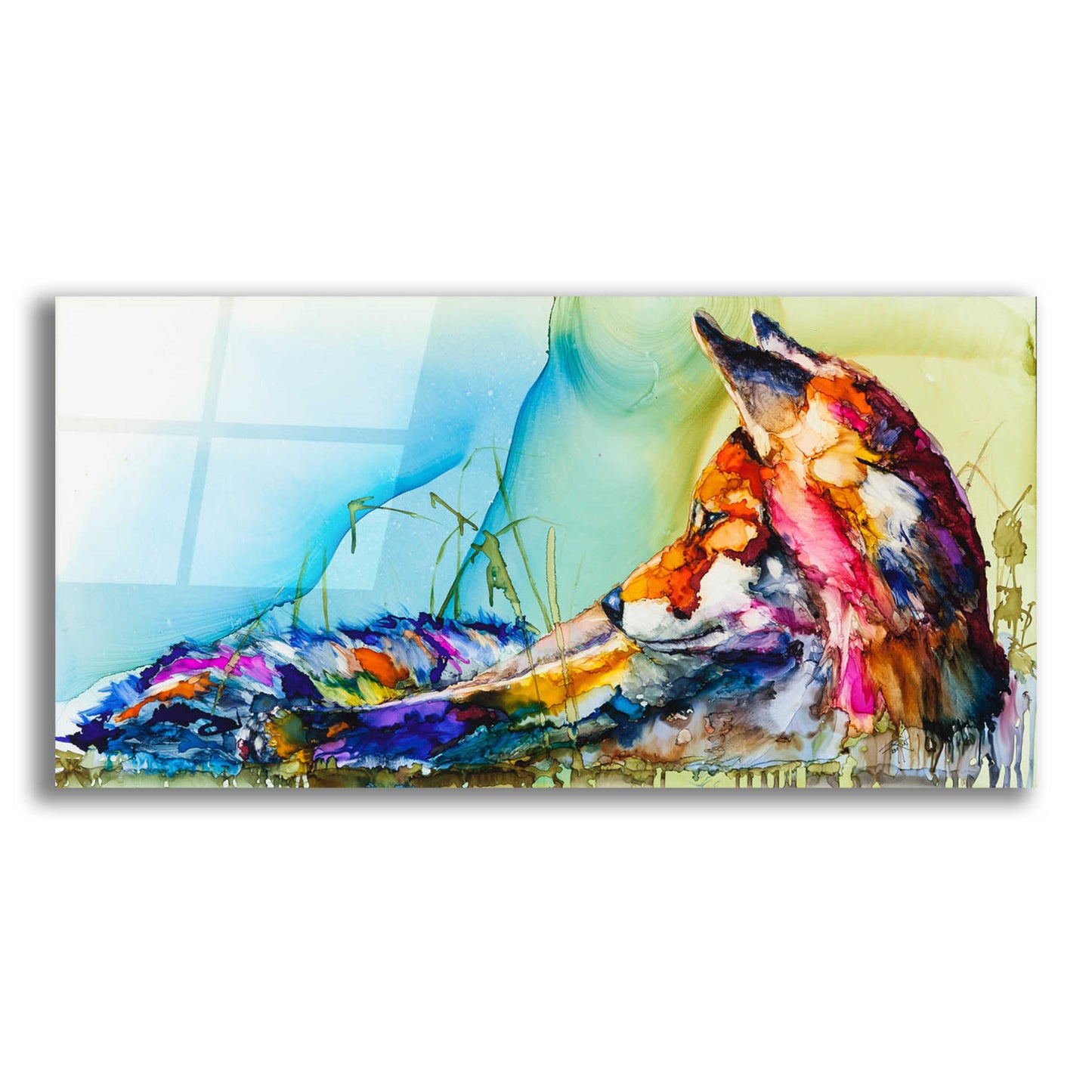 Epic Art 'Thinking Outside the Fox' by Leslie Franklin, Acrylic Glass Wall Art,24x12