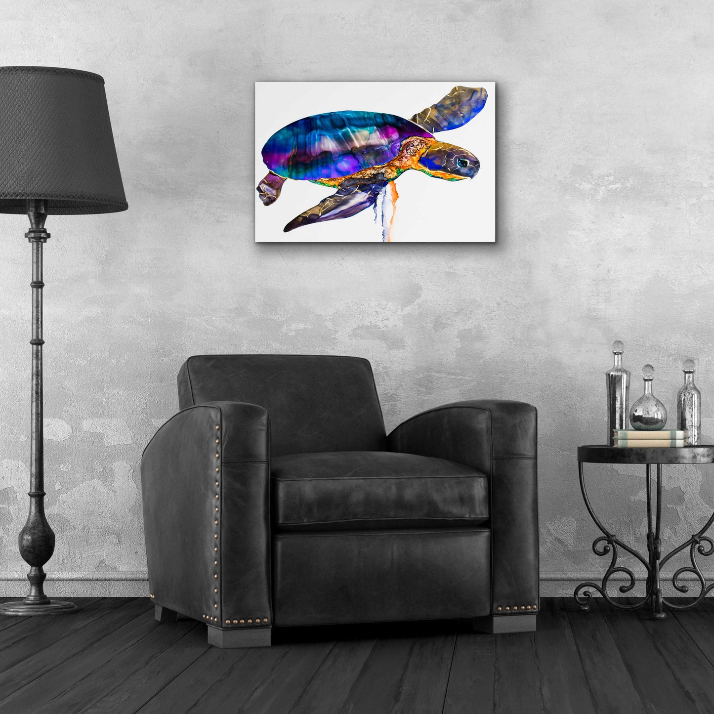 Epic Art 'Sea turtle' by Leslie Franklin, Acrylic Glass Wall Art,24x16