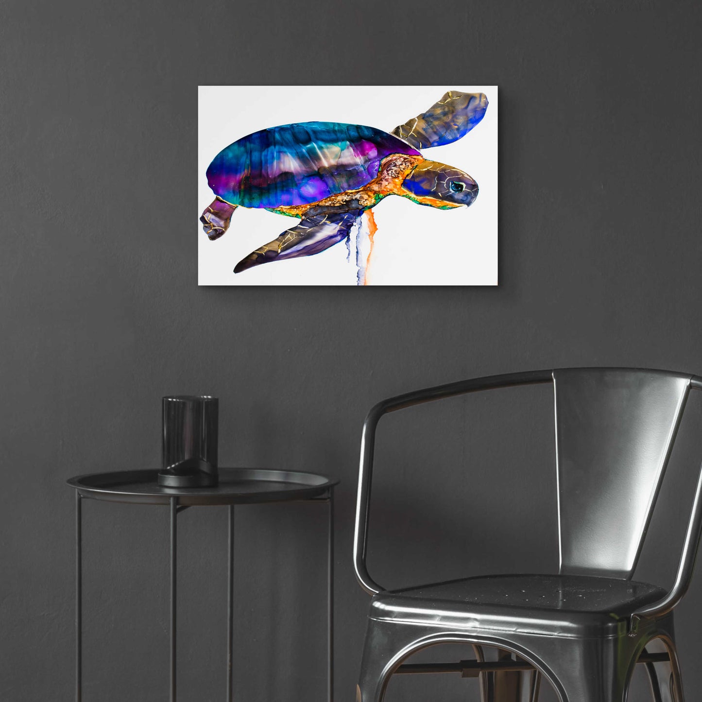 Epic Art 'Sea turtle' by Leslie Franklin, Acrylic Glass Wall Art,24x16