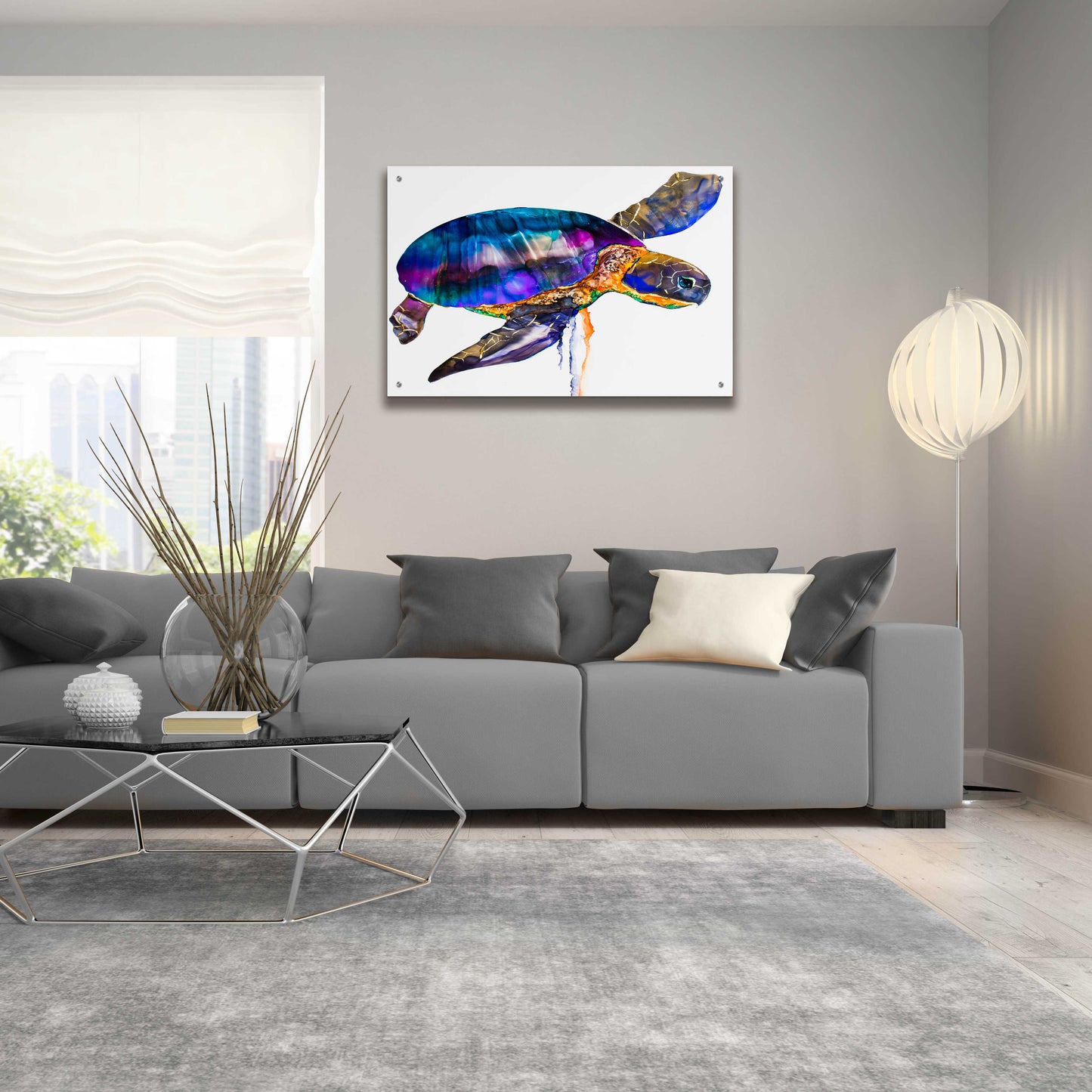 Epic Art 'Sea turtle' by Leslie Franklin, Acrylic Glass Wall Art,36x24