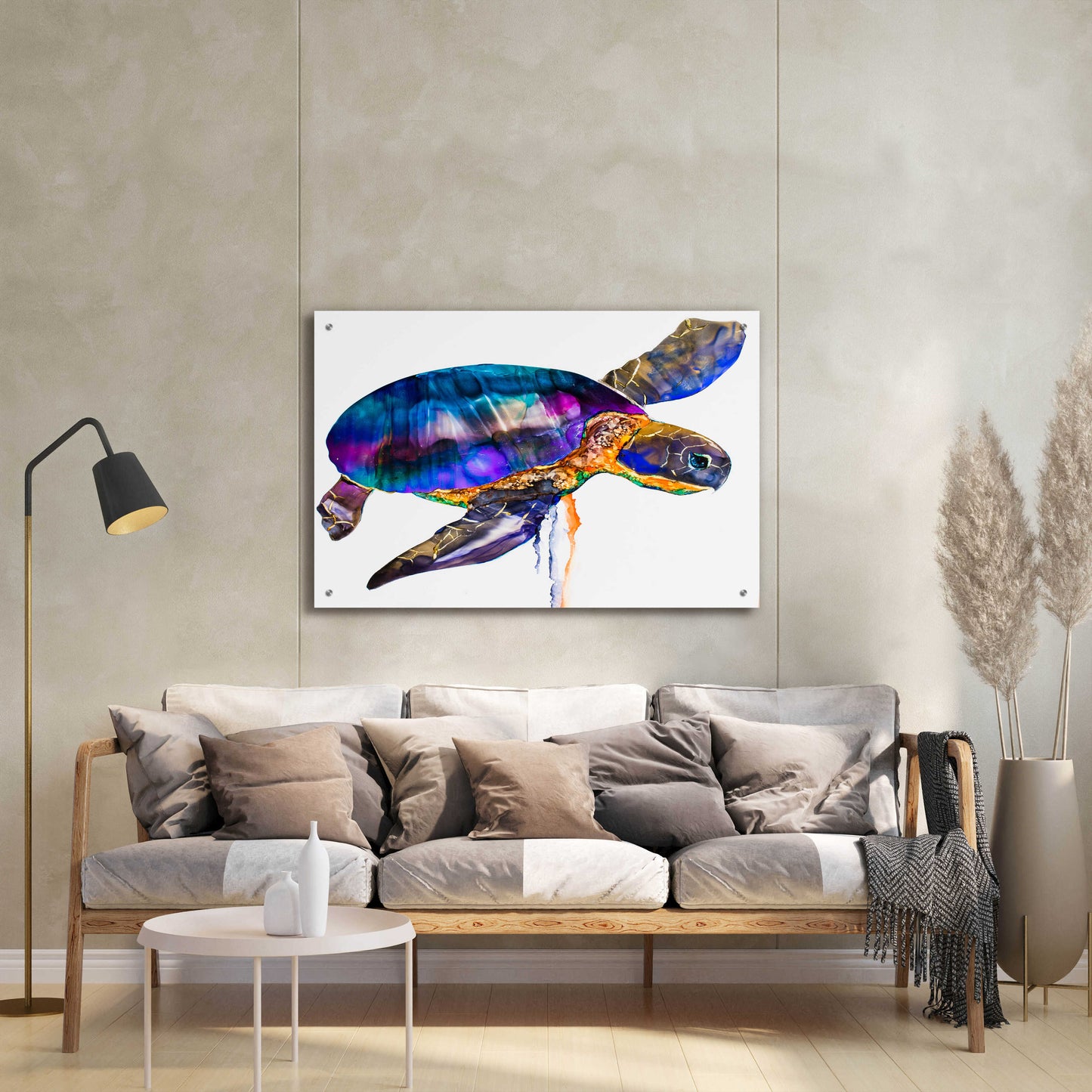 Epic Art 'Sea turtle' by Leslie Franklin, Acrylic Glass Wall Art,36x24