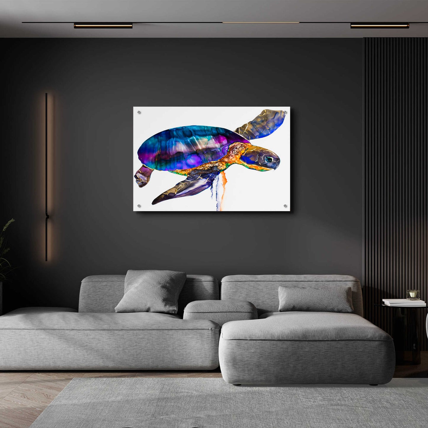 Epic Art 'Sea turtle' by Leslie Franklin, Acrylic Glass Wall Art,36x24