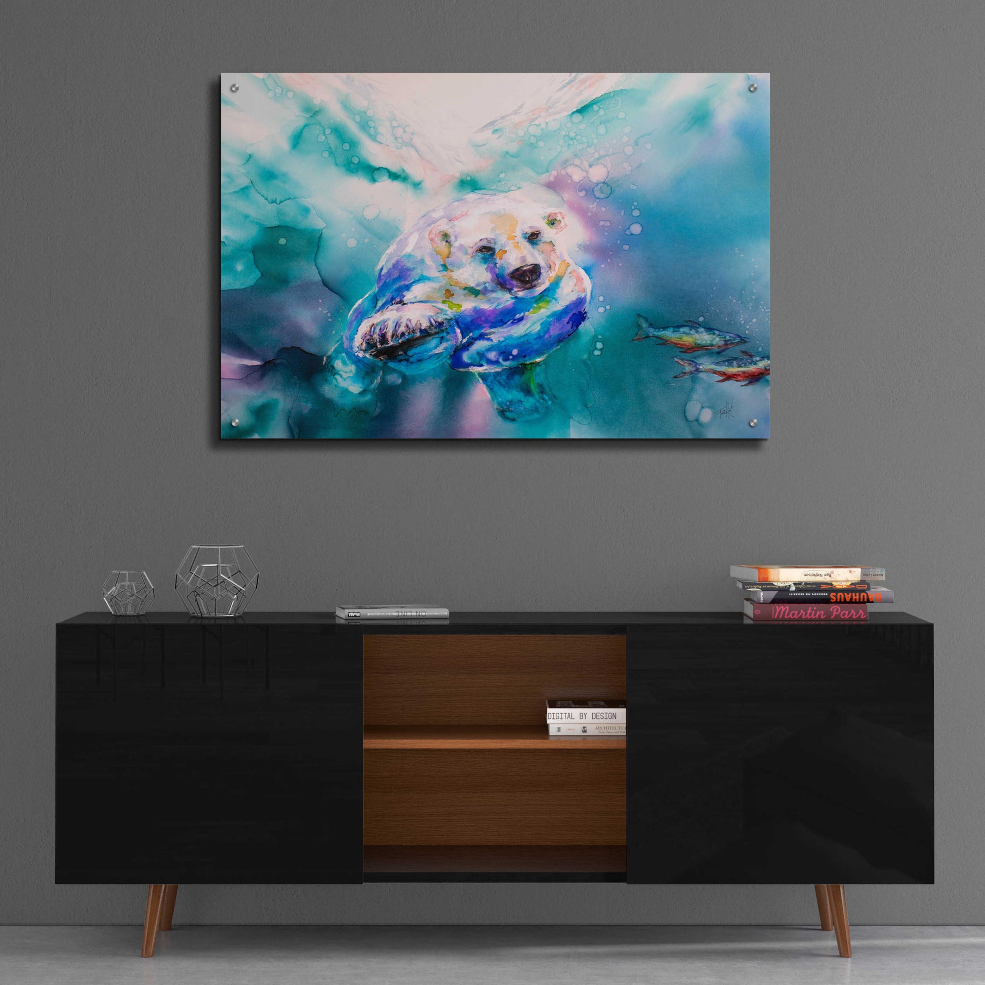 Epic Art 'Chasing Char' by Leslie Franklin, Acrylic Glass Wall Art,36x24