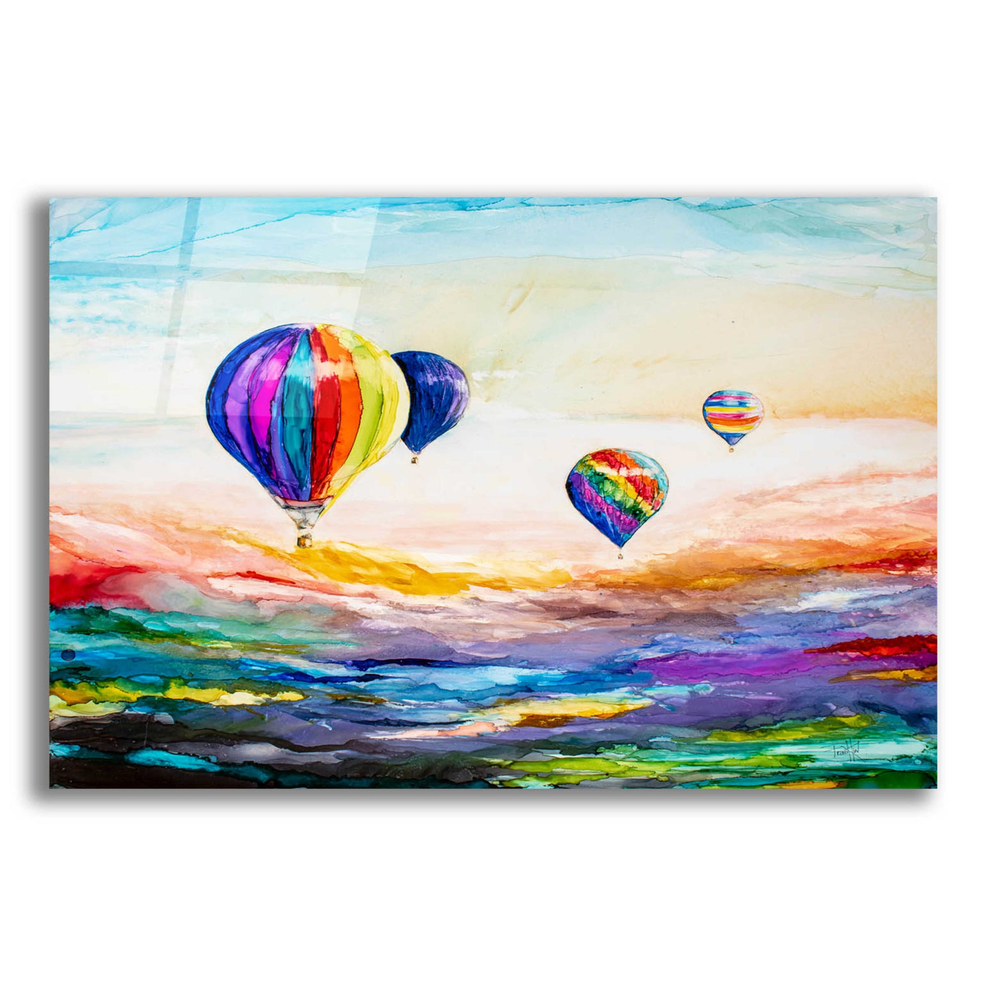 Epic Art 'Up Up and Away' by Leslie Franklin, Acrylic Glass Wall Art,16x12