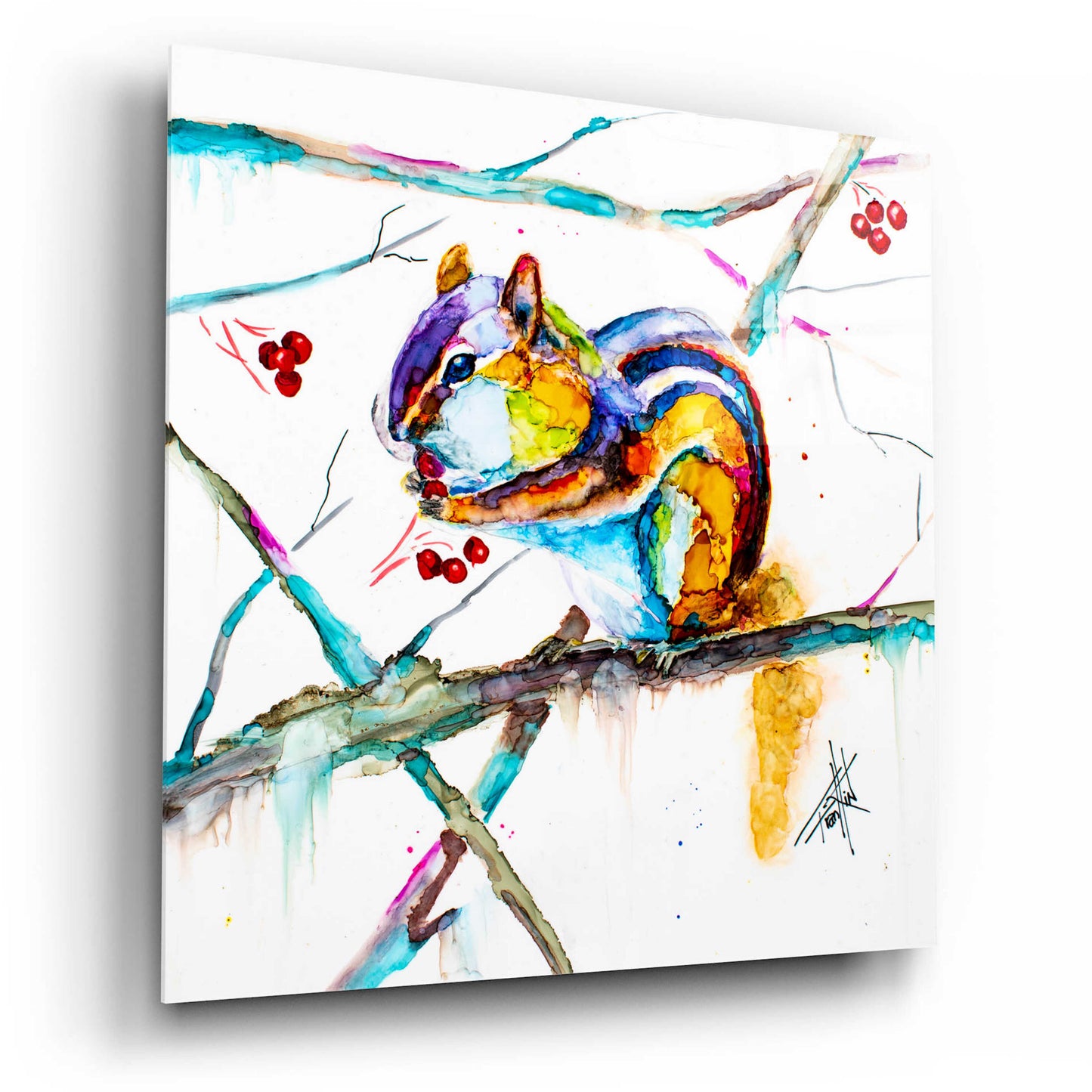 Epic Art 'Chipmunk Cheeks' by Leslie Franklin, Acrylic Glass Wall Art,12x12