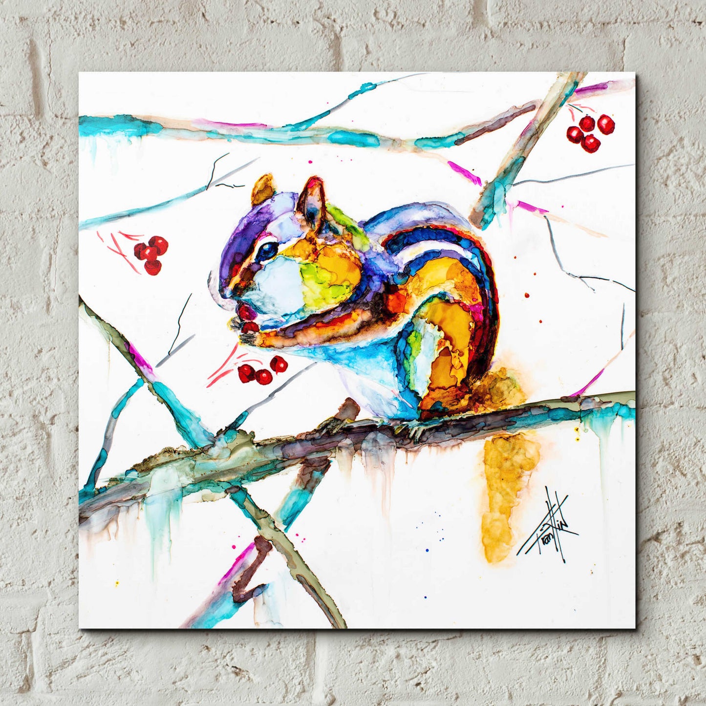 Epic Art 'Chipmunk Cheeks' by Leslie Franklin, Acrylic Glass Wall Art,12x12