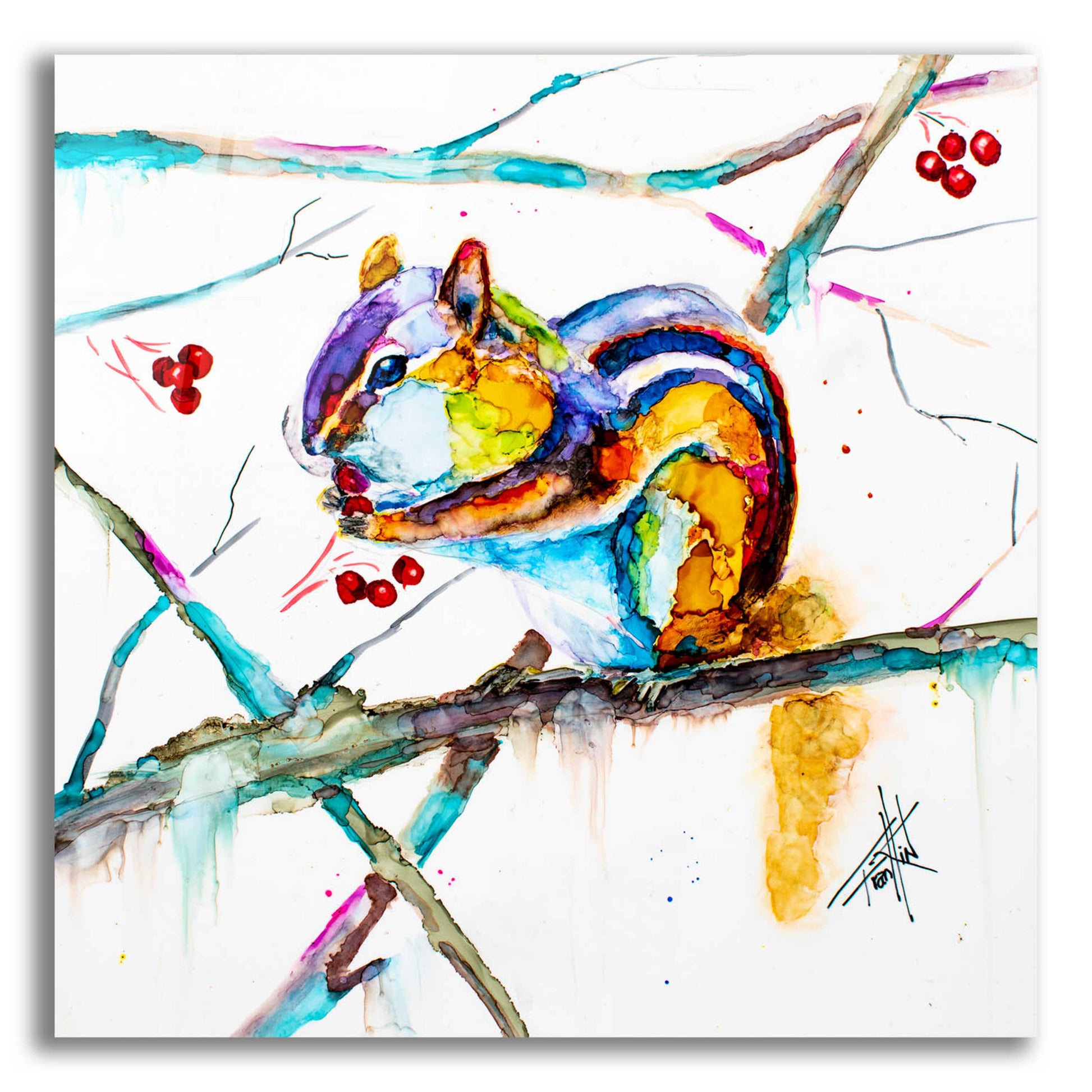 Epic Art 'Chipmunk Cheeks' by Leslie Franklin, Acrylic Glass Wall Art,12x12