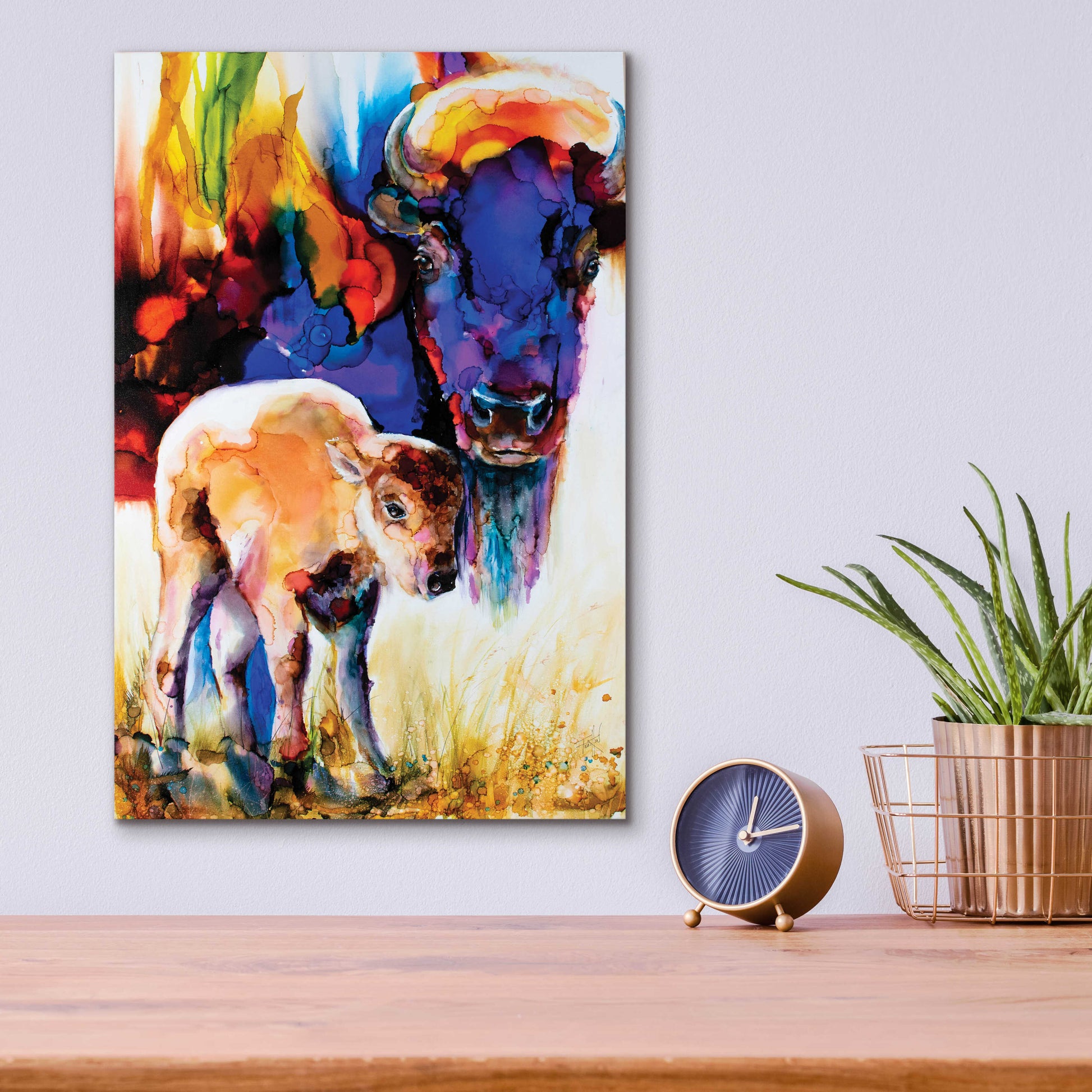 Epic Art 'Bison By Son_1' by Leslie Franklin, Acrylic Glass Wall Art,12x16