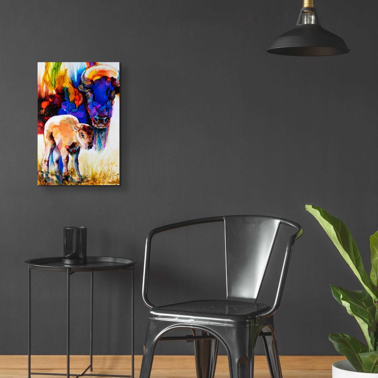 Epic Art 'Bison By Son_1' by Leslie Franklin, Acrylic Glass Wall Art,16x24