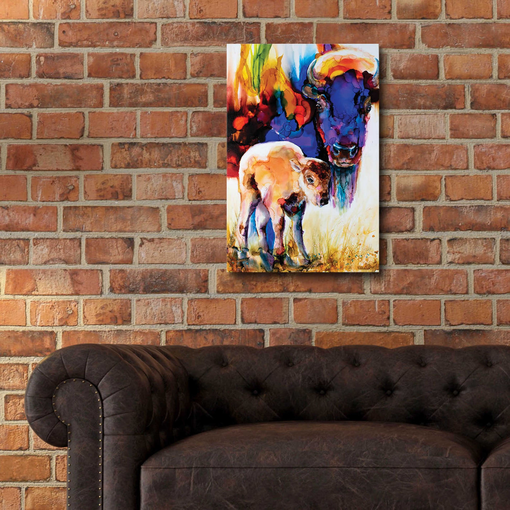 Epic Art 'Bison By Son_1' by Leslie Franklin, Acrylic Glass Wall Art,16x24