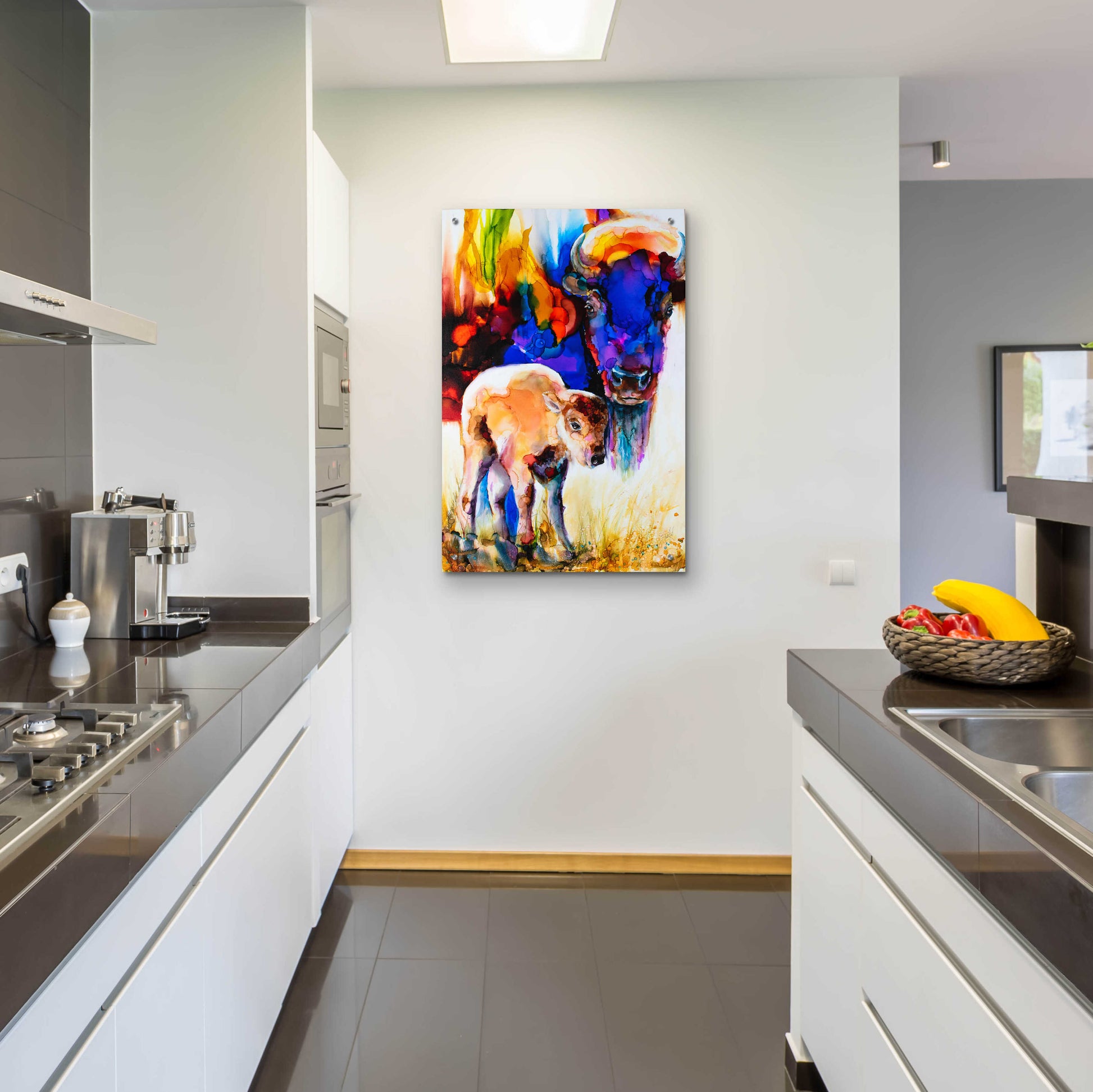 Epic Art 'Bison By Son_1' by Leslie Franklin, Acrylic Glass Wall Art,24x36